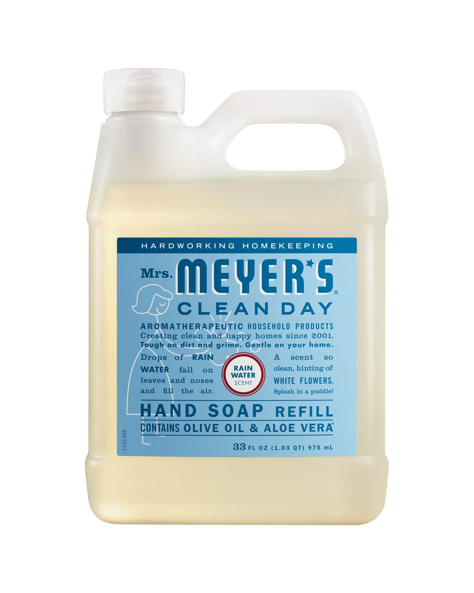 Жидкое мыло для рук Mrs. Meyer's Clean Day с ароматом дождевой воды, 33 fl oz — 1