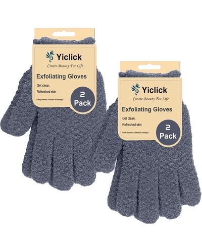 Yiclick отшелушивающие перчатки-мочалки для тела, 4 шт, серые