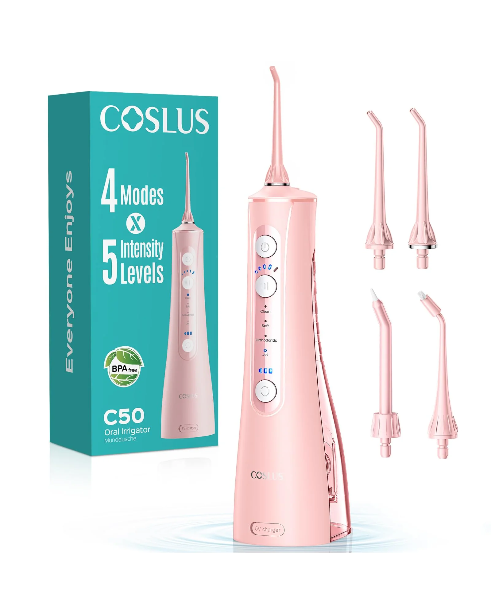 Портативный ирригатор для полости рта COSLUS C50, розовый — 1