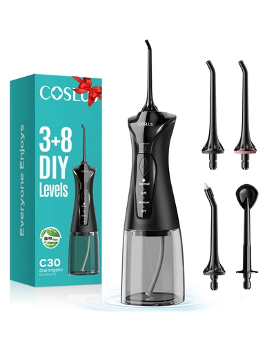 Ирригатор для полости рта COSLUS C30, портативный, 300 мл, 4 режима, IPX7, черный