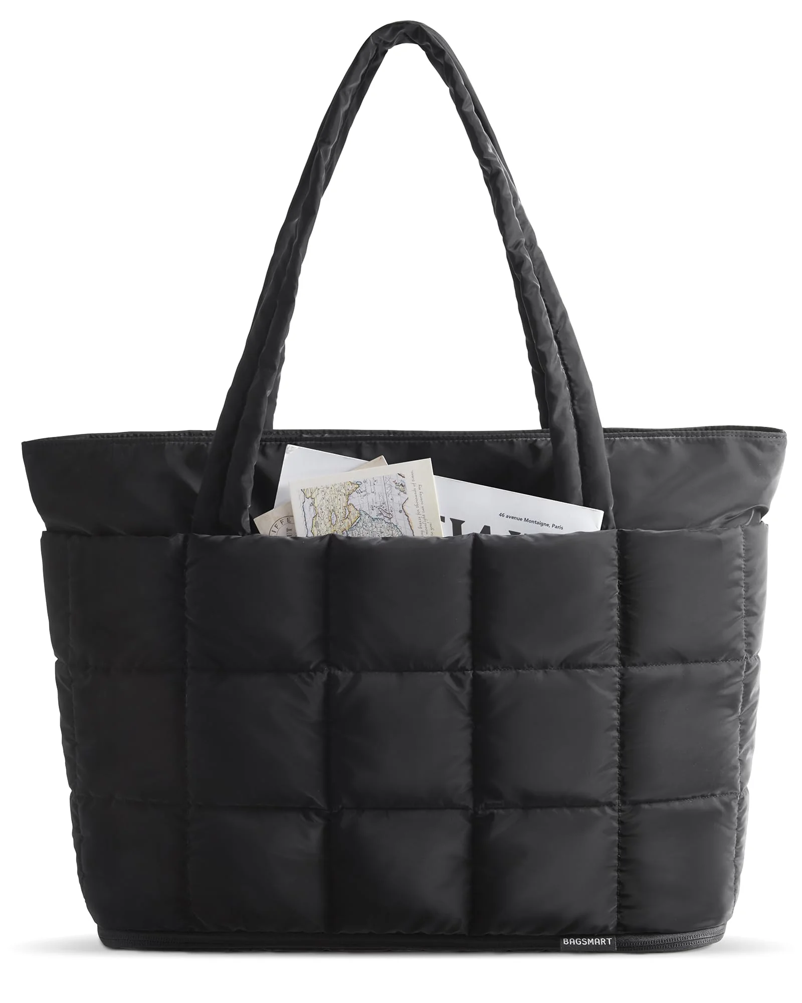 BAGSMART сумка-тоут стёганая — черный