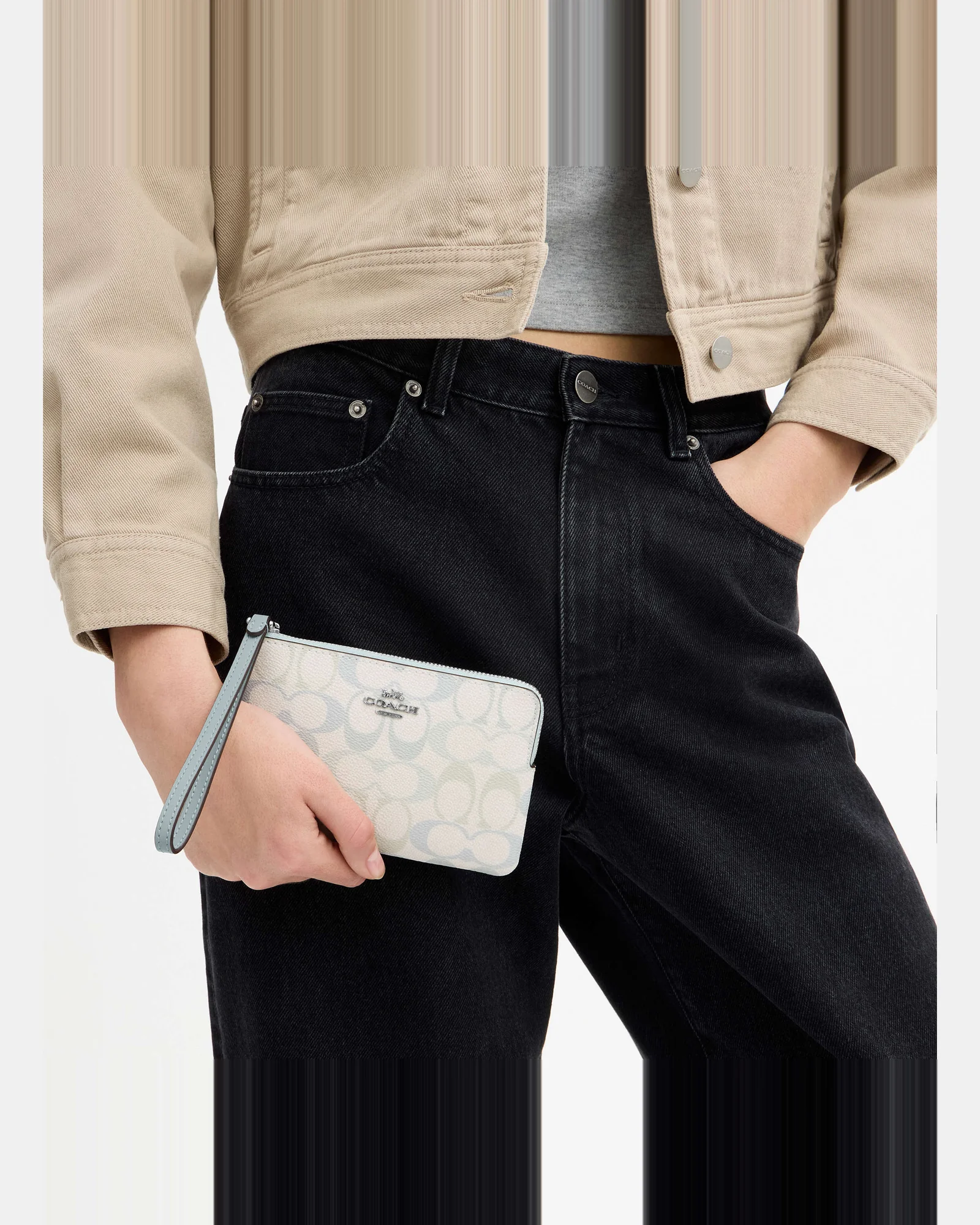 Клатч-кошелёк Coach Corner Zip Wristlet Signature Canvas — 6