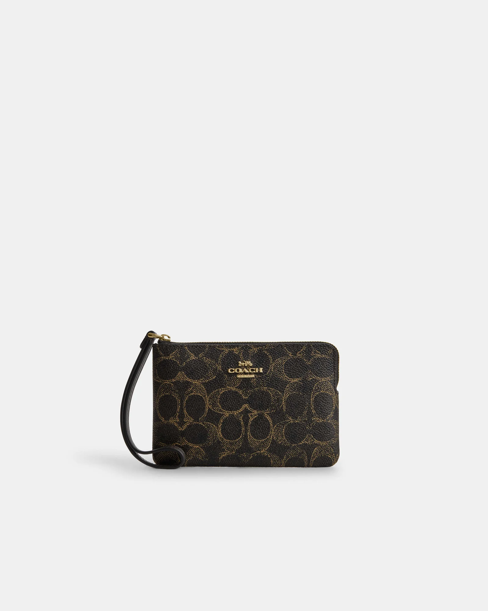 Клатч-кошелёк Coach Corner Zip Wristlet Signature Canvas — 1