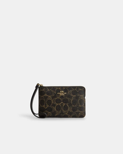Клатч-кошелёк Coach Corner Zip Wristlet Signature Canvas