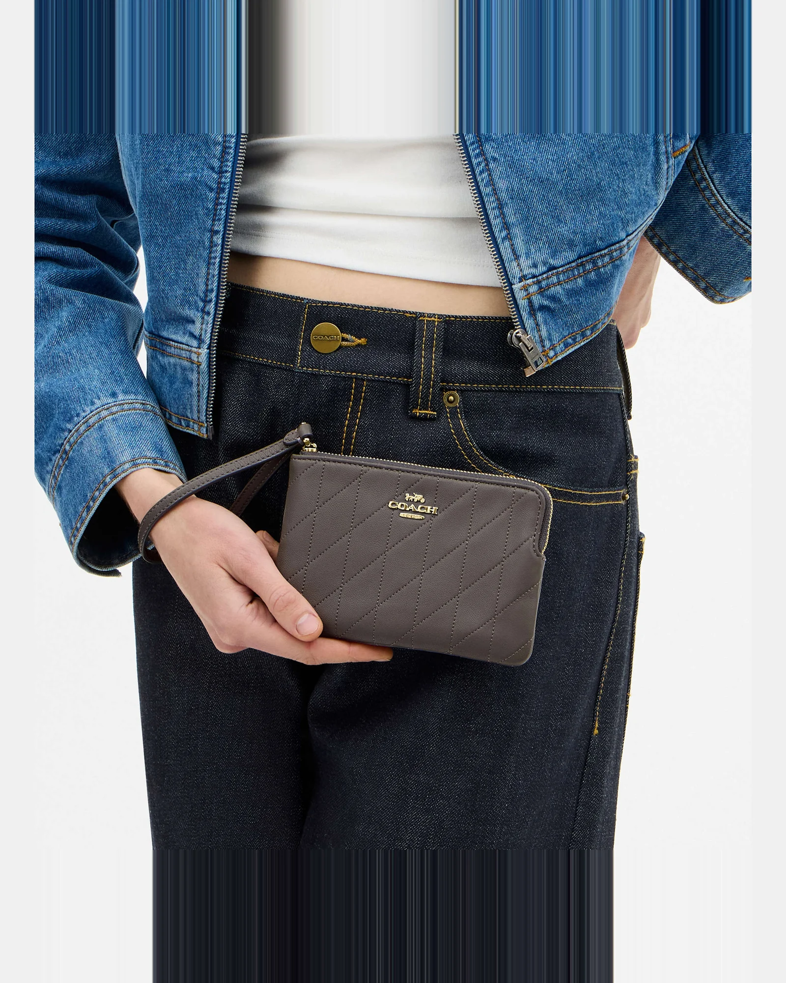 Клатч-кошелёк Coach Corner Zip Wristlet Signature Canvas — 3