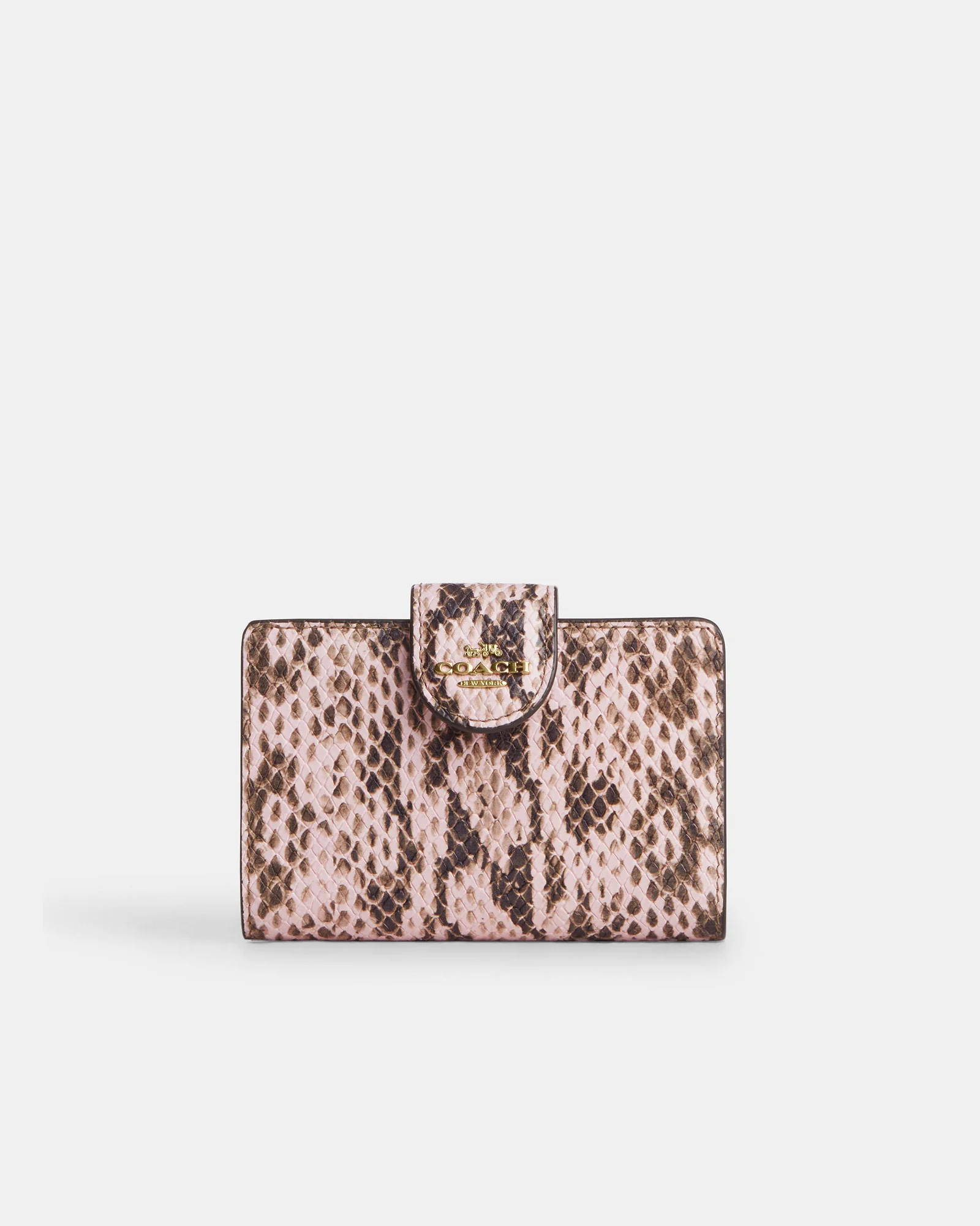 Средний кошелек на кнопке с тиснением под питона Coach — 3