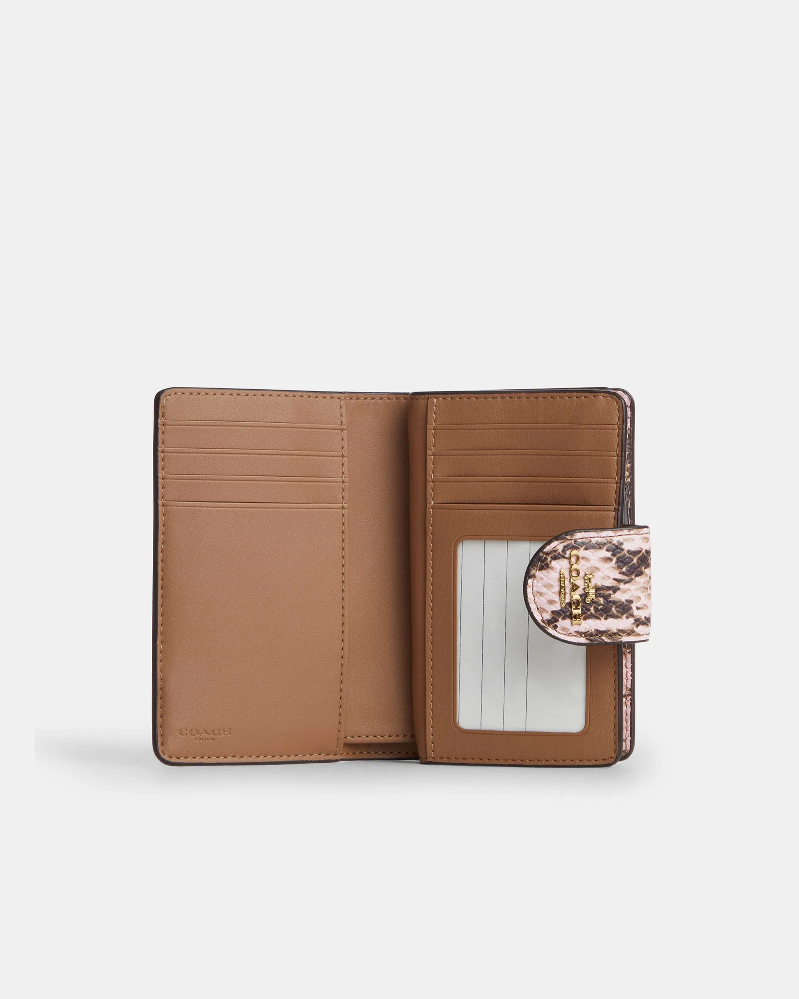 Средний кошелек на кнопке с тиснением под питона Coach — 5