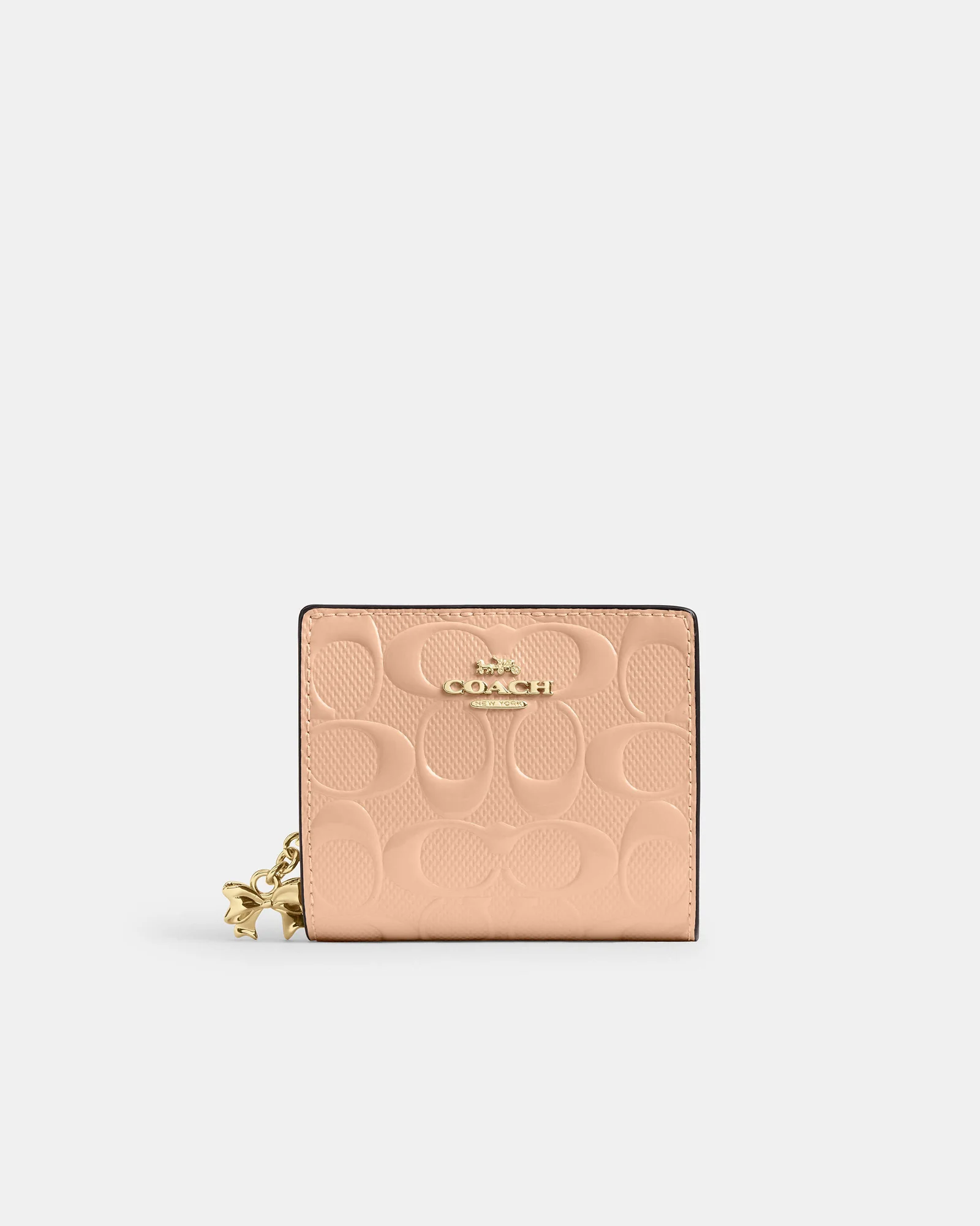 Кошелёк Coach на кнопке из фирменной кожи с подвеской — 3