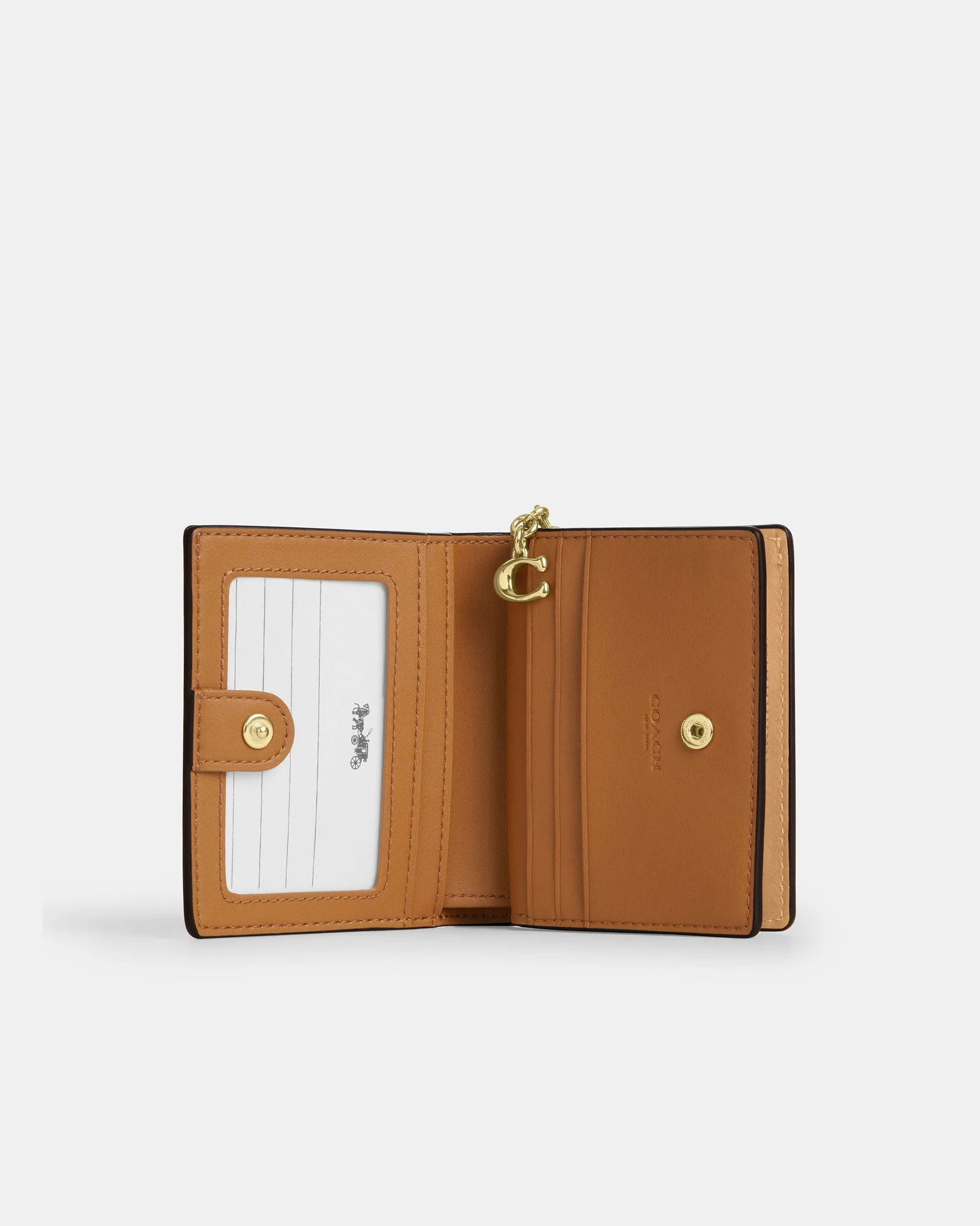 Кожаный кошелёк на кнопке Coach с цветочным принтом — 1