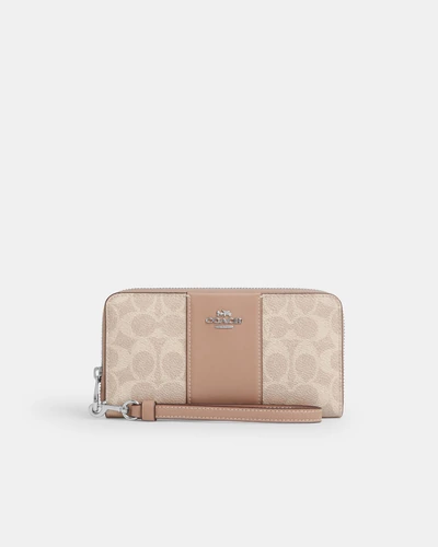 Длинный кошелёк Coach на молнии с полосой и фирменным принтом