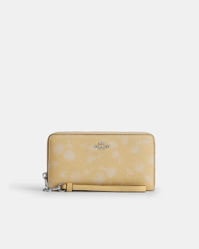 Кожаный кошелек Coach на молнии с цветочным принтом