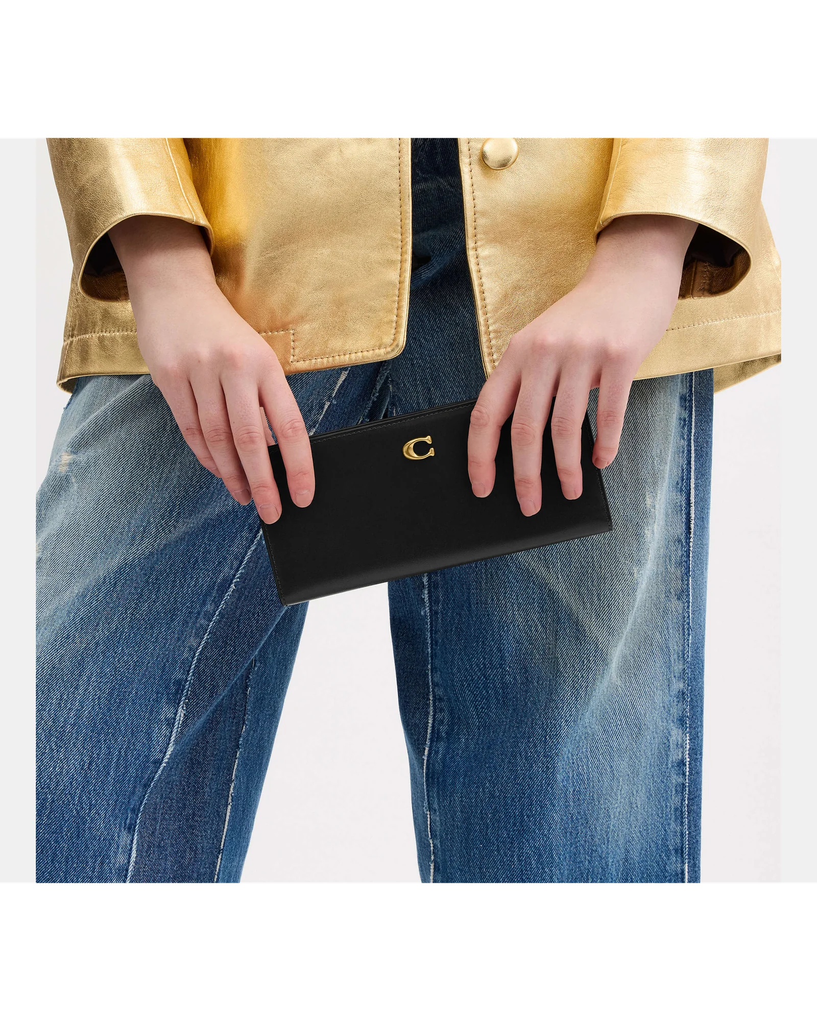 Женский длинный кожаный кошелек Coach Essential Slim — 7