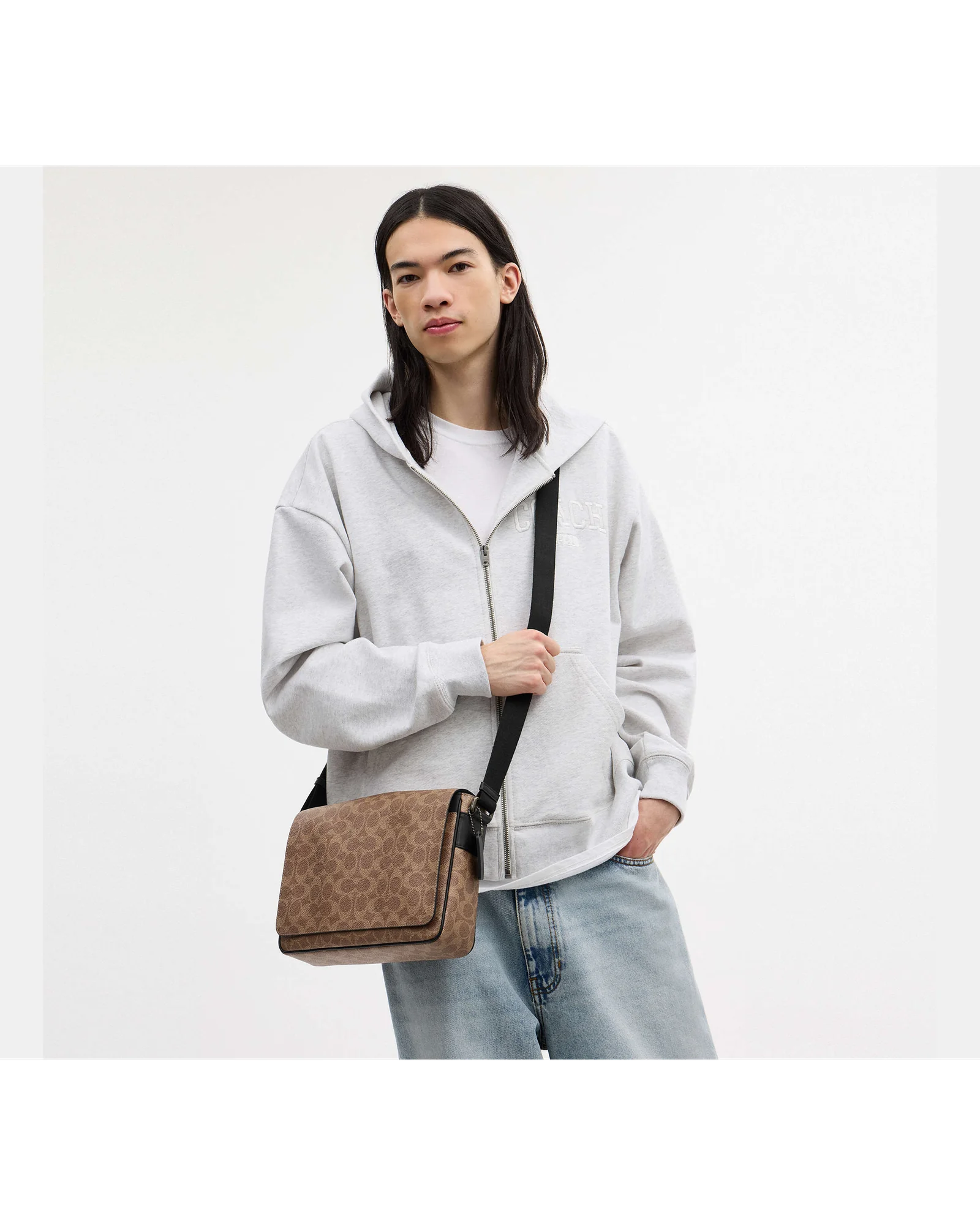 Сумка-мессенджер Coach Jack из фирменного текстиля — 7