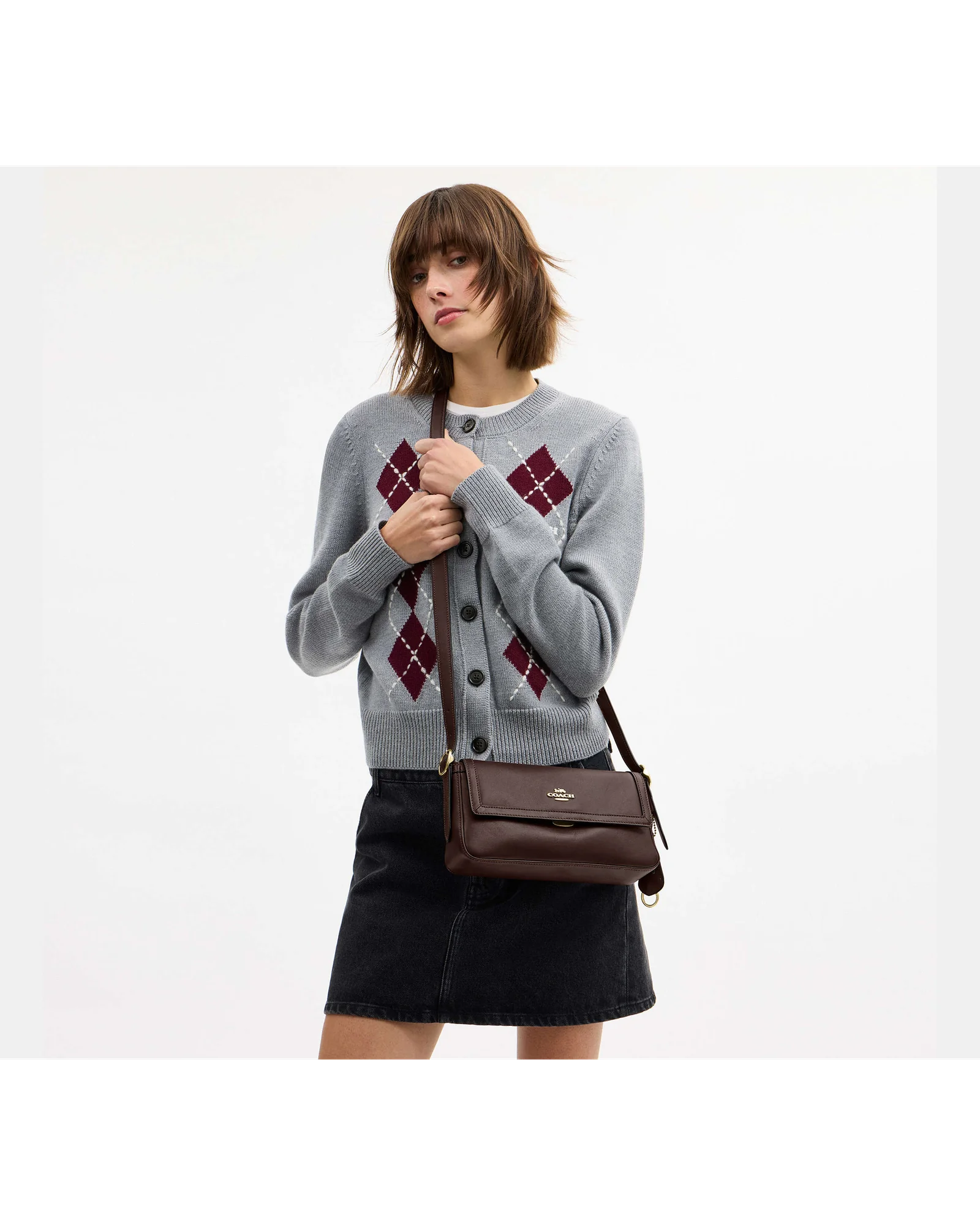 Кожаная сумка на плечо Coach Etta с клапаном — 8
