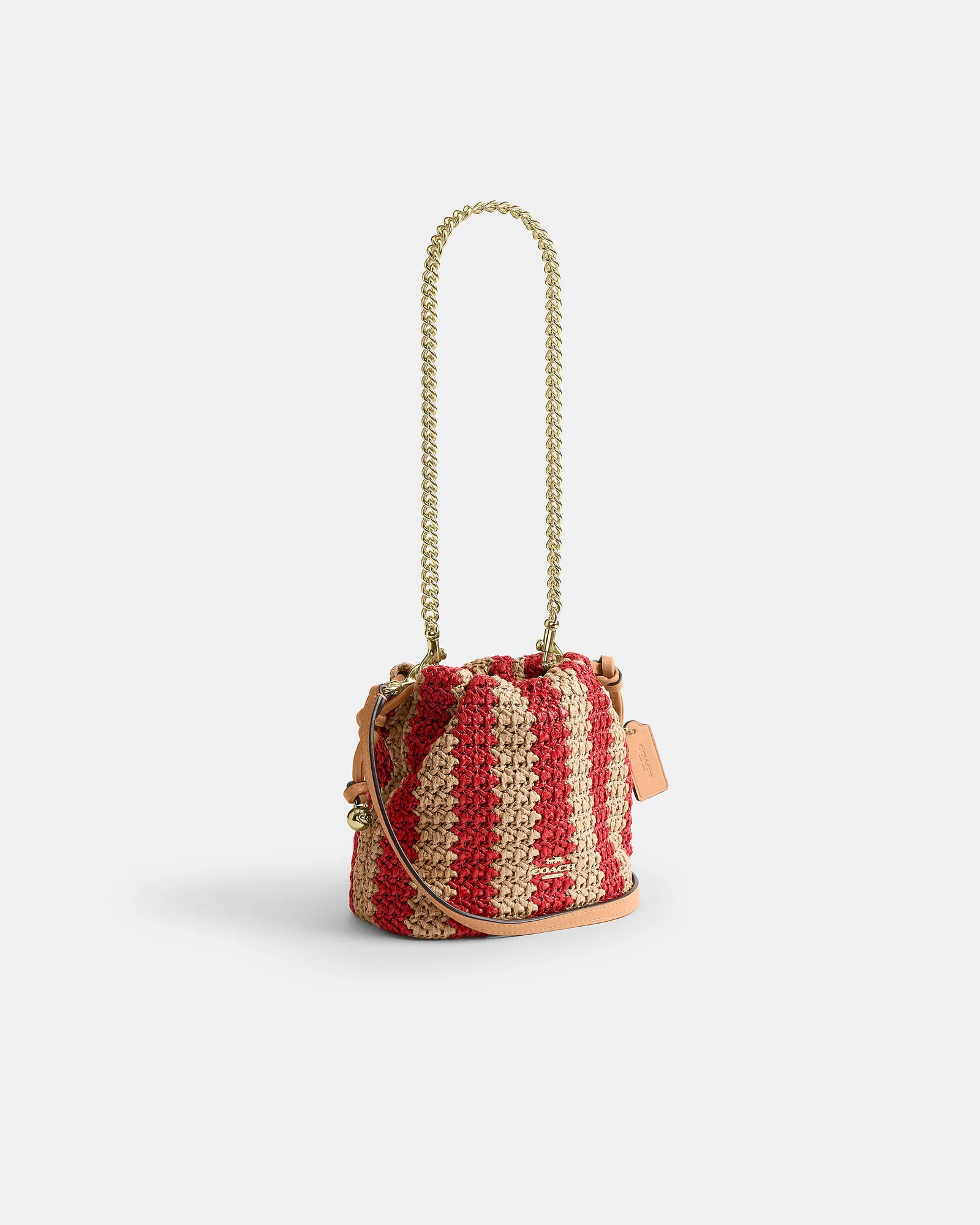 Мини-сумка Coach Faye на кулиске в полоску — 1
