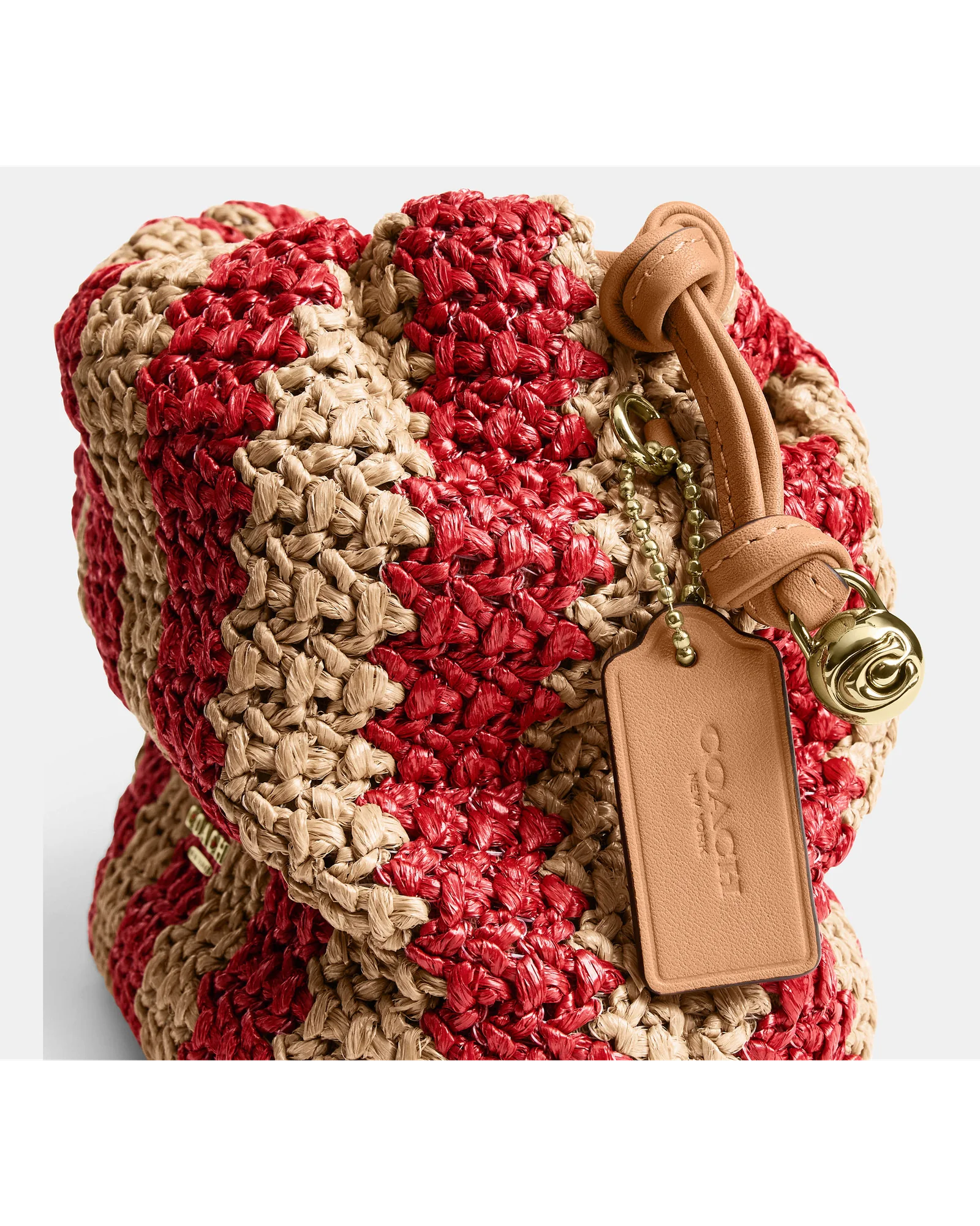 Мини-сумка Coach Faye на кулиске в полоску — 14