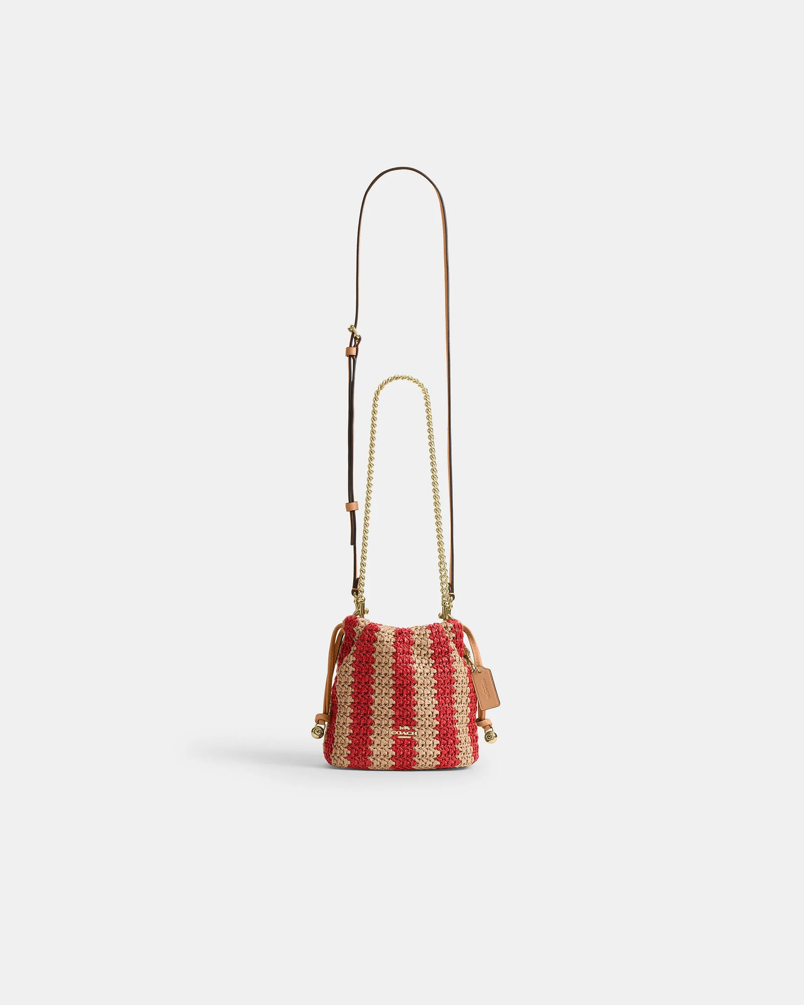 Мини-сумка Coach Faye на кулиске в полоску — 15