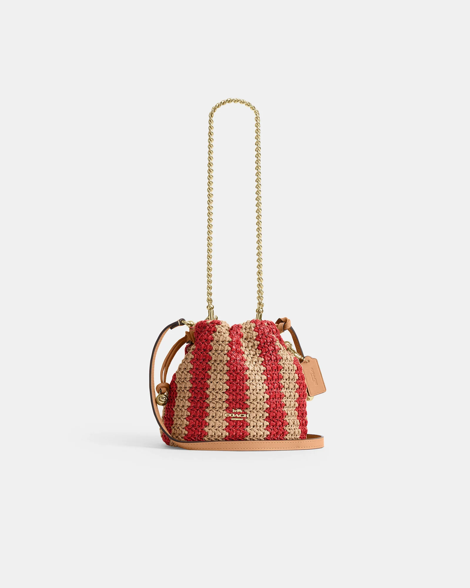 Мини-сумка Coach Faye на кулиске в полоску — 18