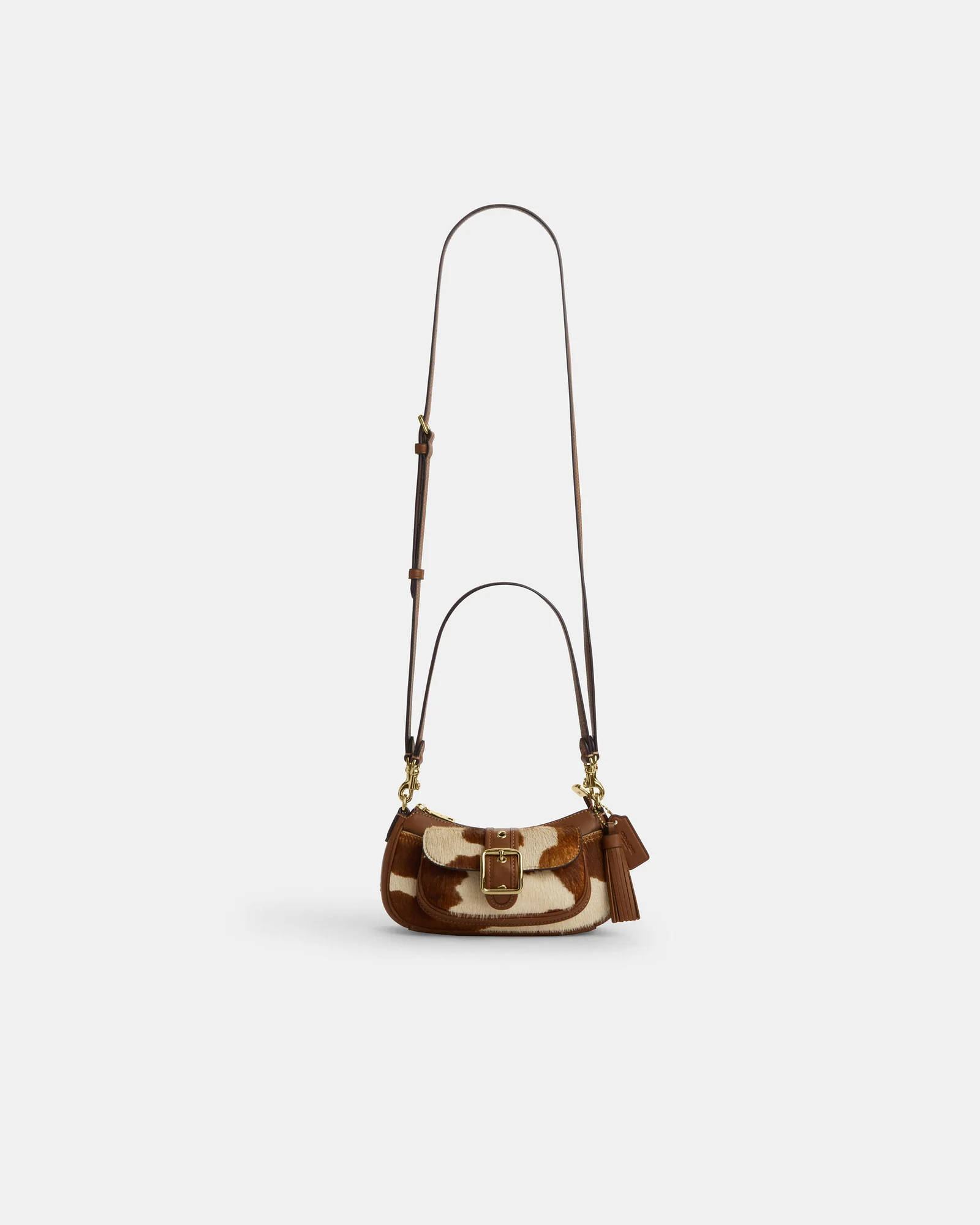 Сумка на плечо Coach Ashton Mini с коровьим принтом — 14