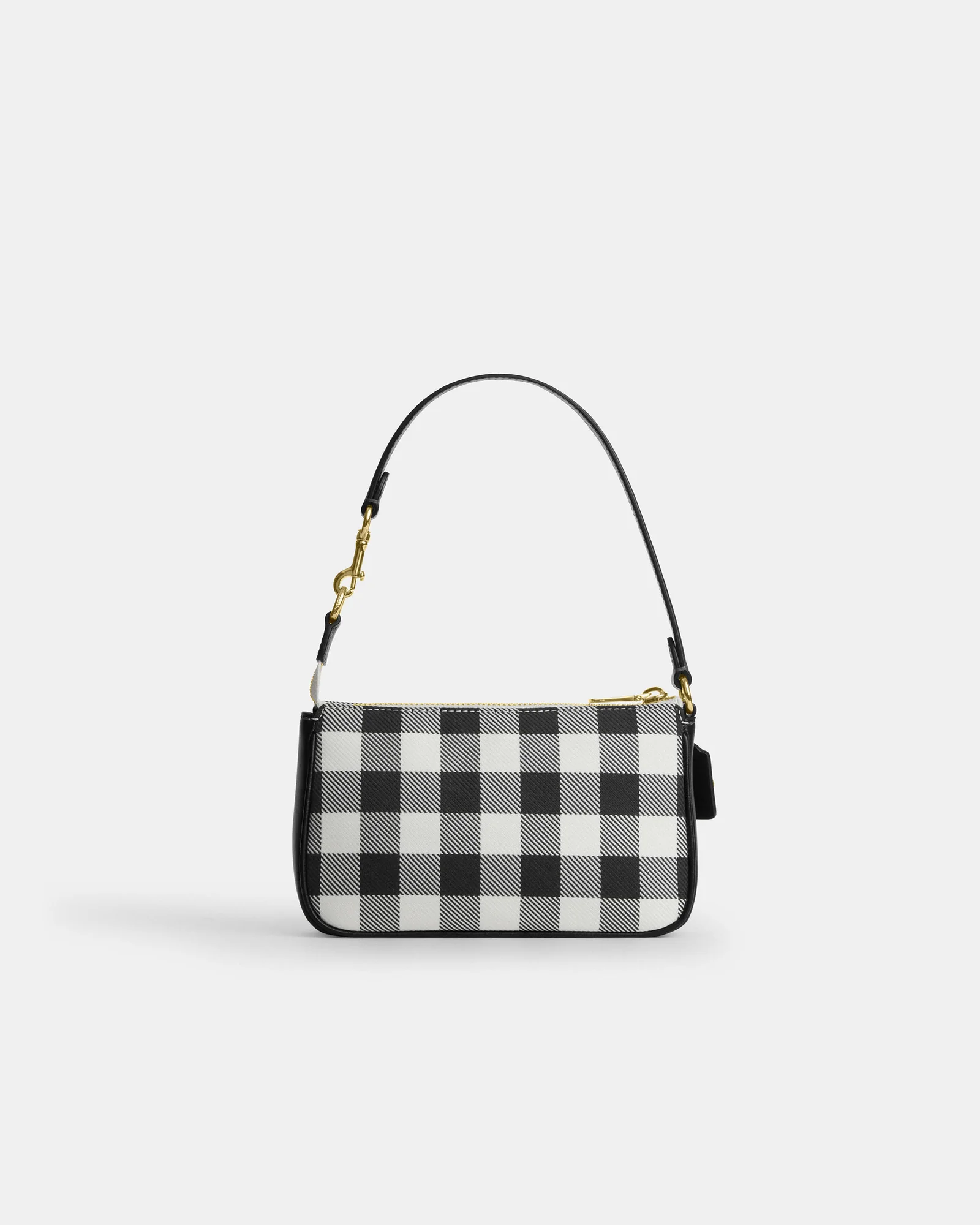 Мини-сумка Coach Nolita 19 с принтом гингем и брелоком — 3
