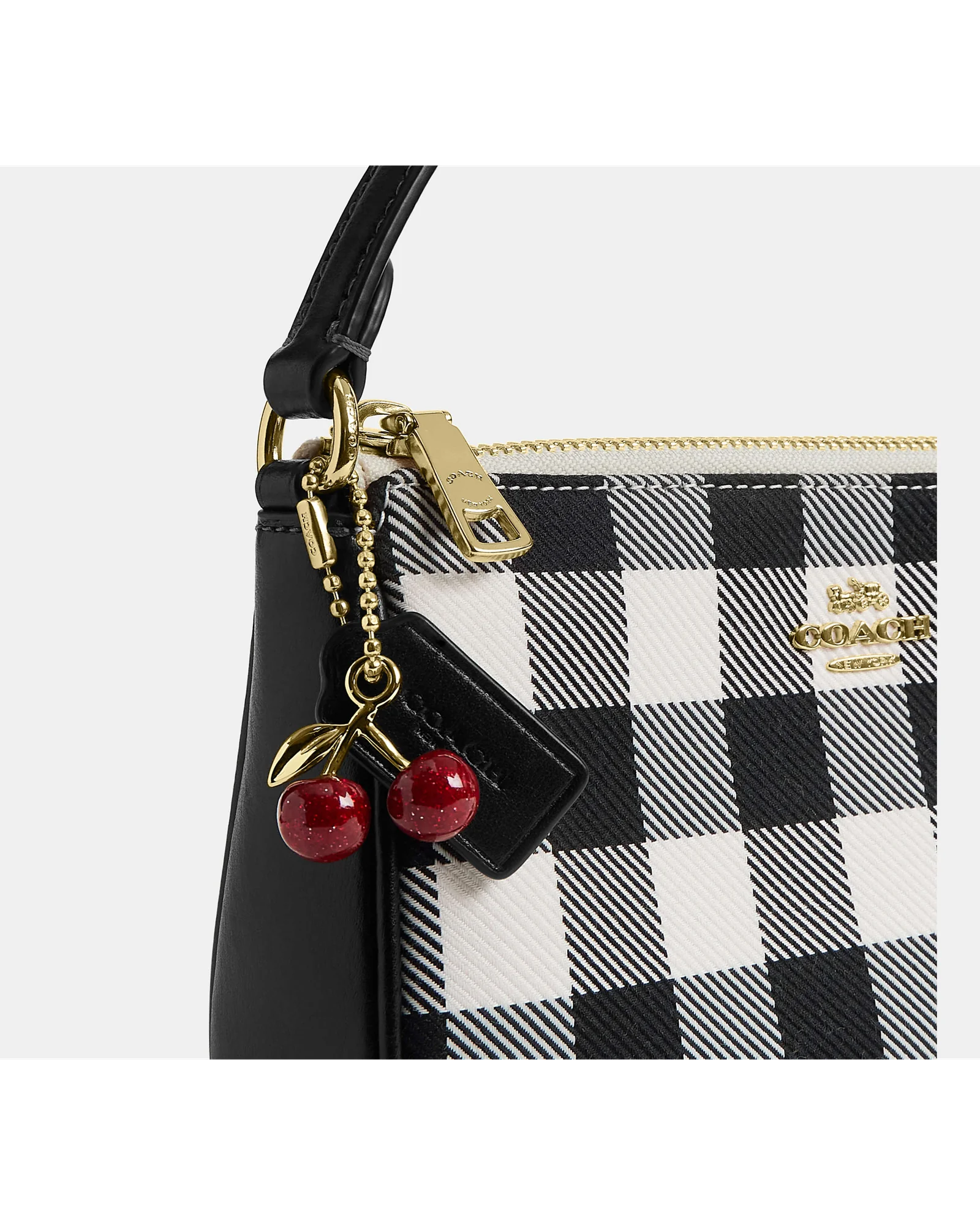 Мини-сумка Coach Nolita 19 с принтом гингем и брелоком — 5
