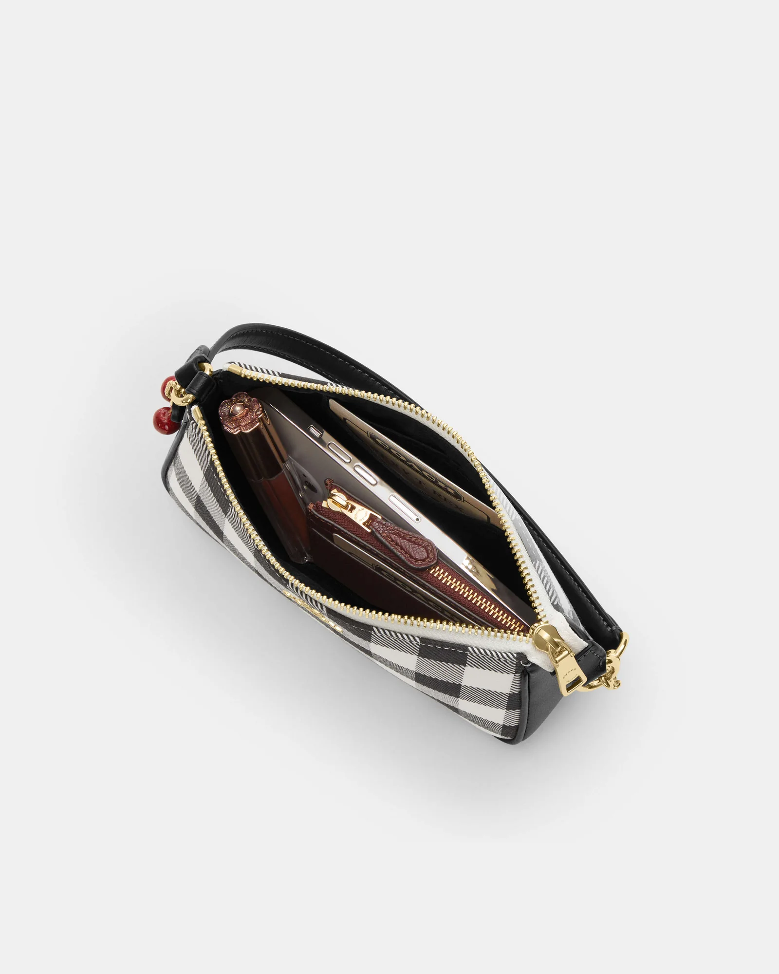 Мини-сумка Coach Nolita 19 с принтом гингем и брелоком — 10