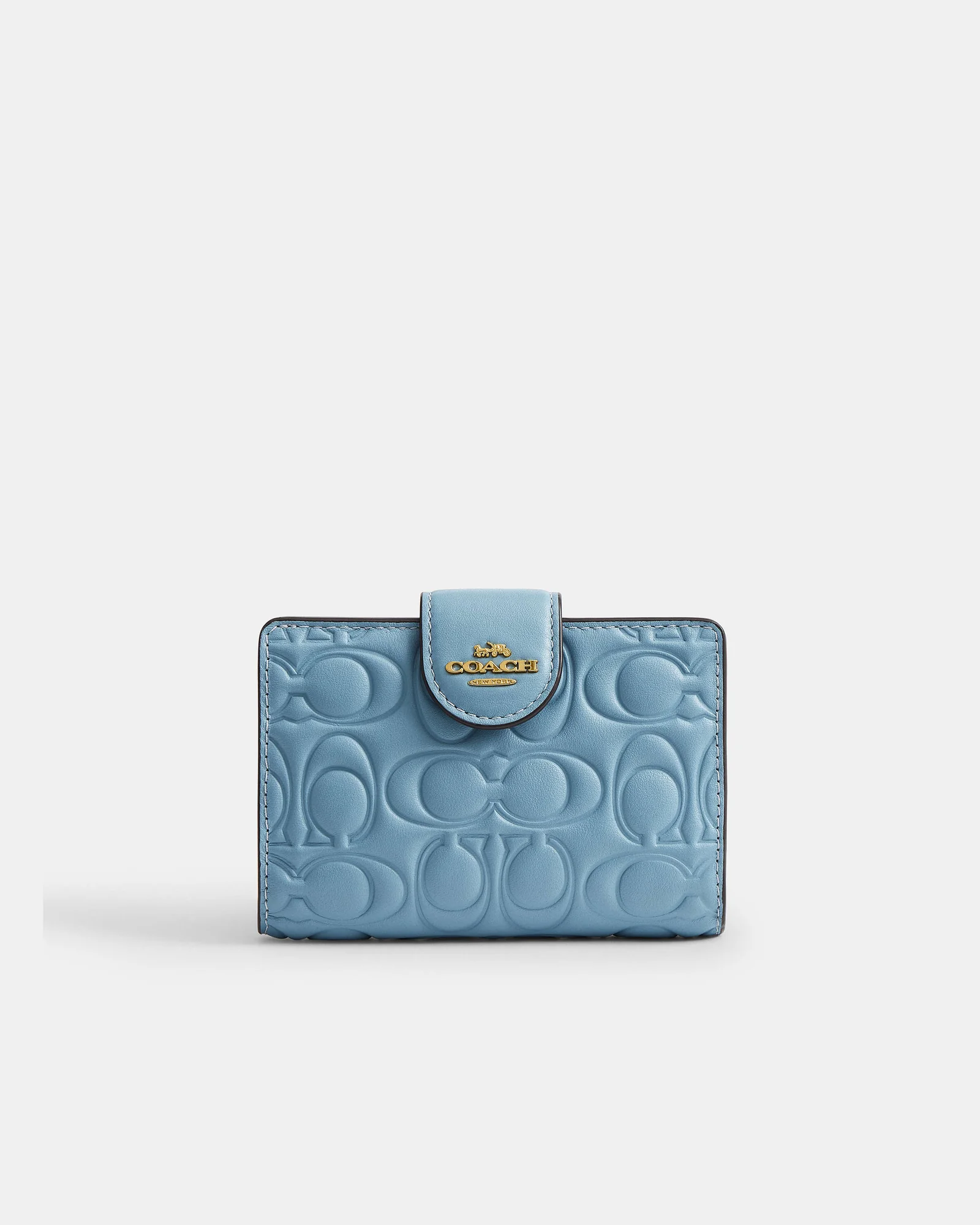 Кожаный кошелек Coach с тиснением на молнии — 15