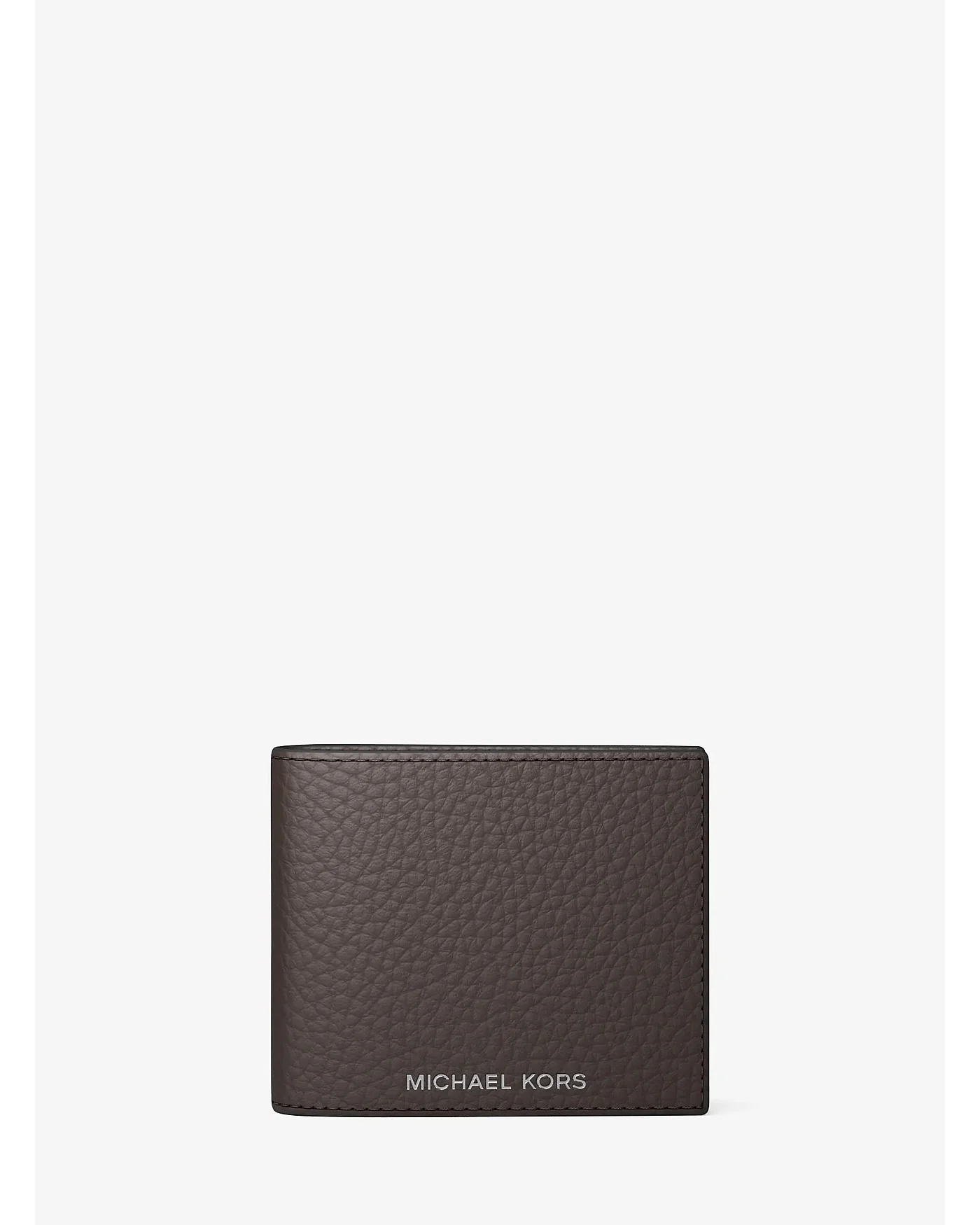 Коричневый кошелёк Michael Kors Hudson с тиснёной кожей, вид спереди.