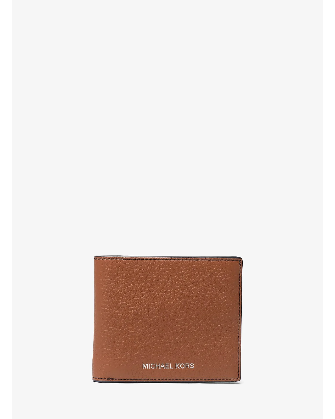 Кошелёк Michael Kors Hudson из рельефной кожи коричневого цвета, вид спереди.
