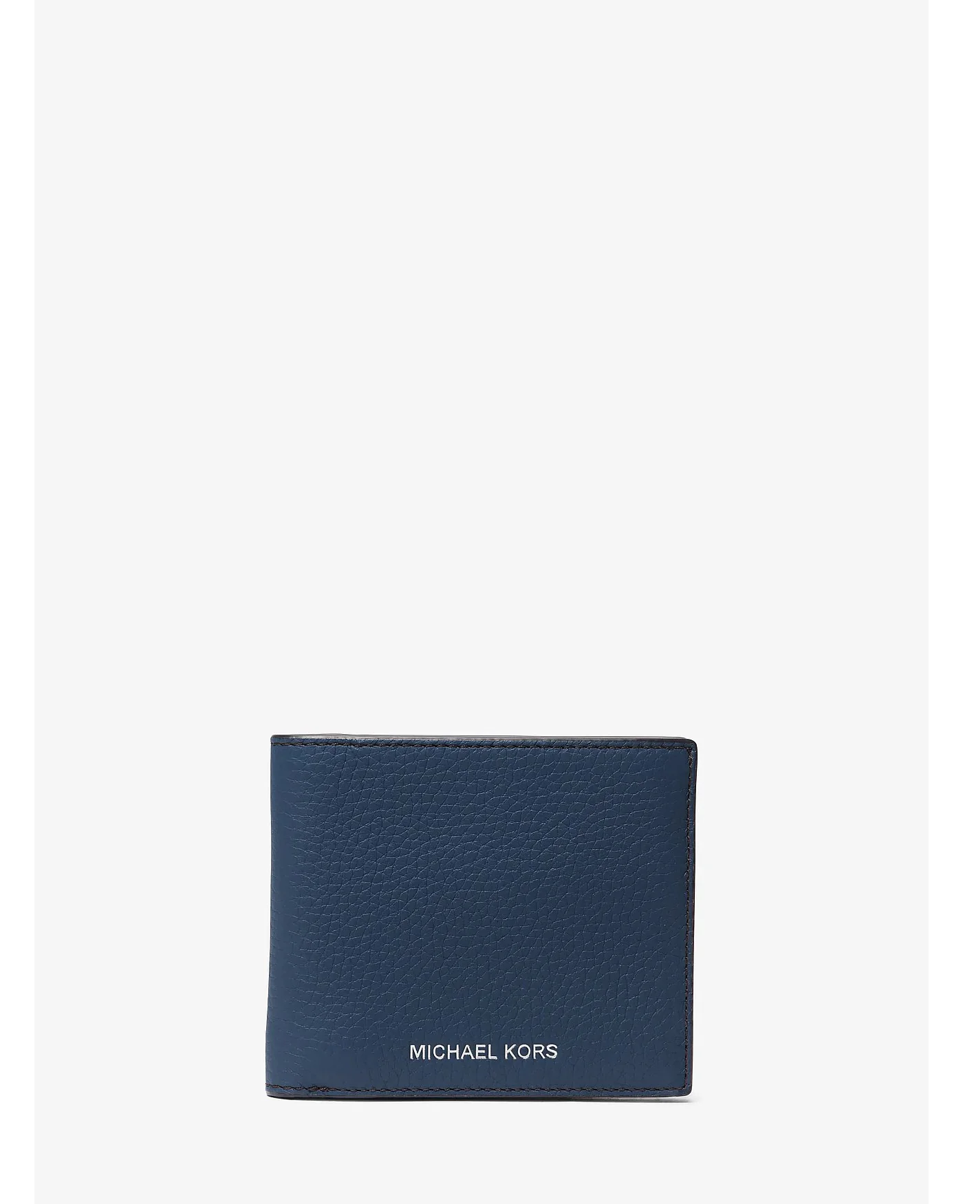 Кошелёк Michael Kors Hudson тёмно-синий с логотипом, вид спереди.