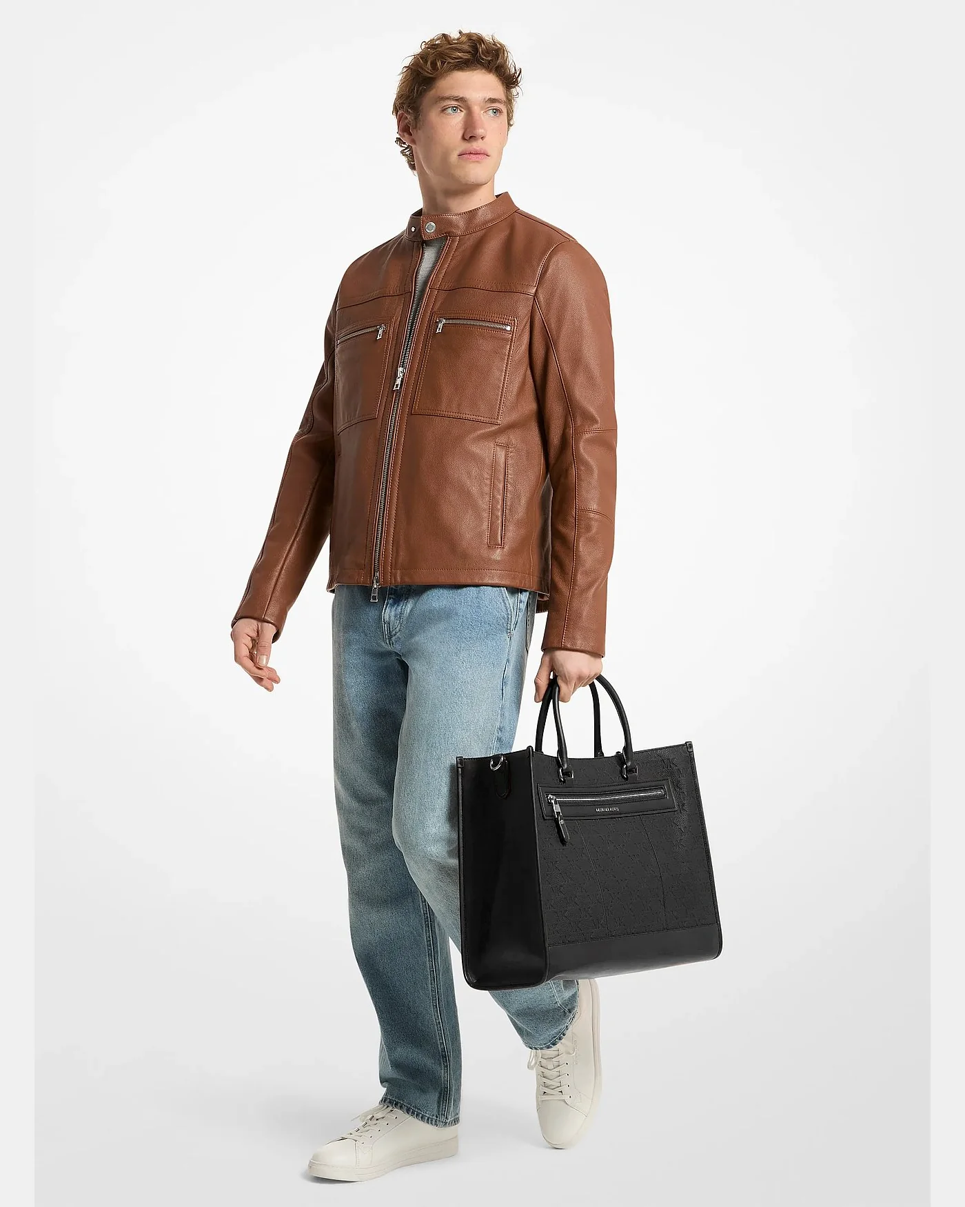 Кожаная сумка-тоут Michael Kors Jet Set с тисненым логотипом — 3