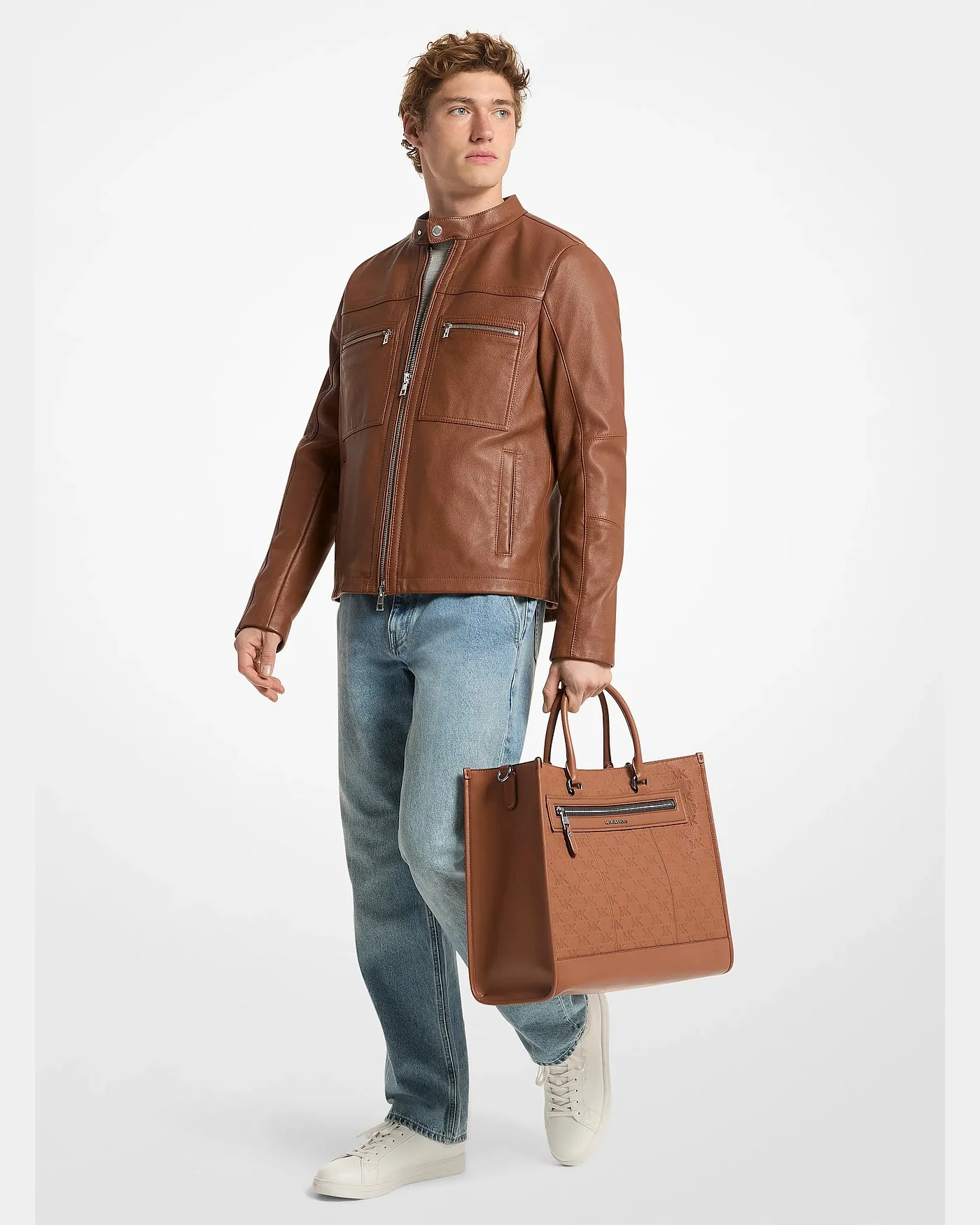 Кожаная сумка-тоут Michael Kors Jet Set с тисненым логотипом — 3
