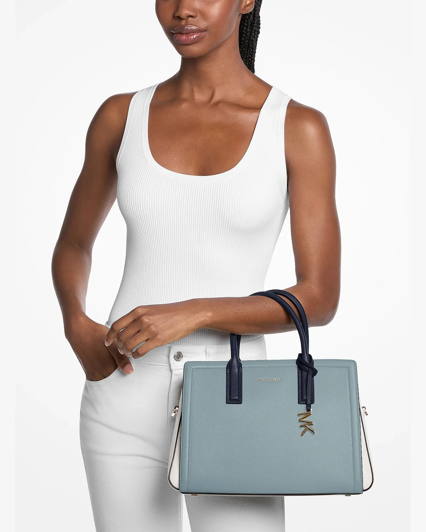 Кожаная сумка-сэтчел Michael Kors Laila в цветовой блокировке — 4