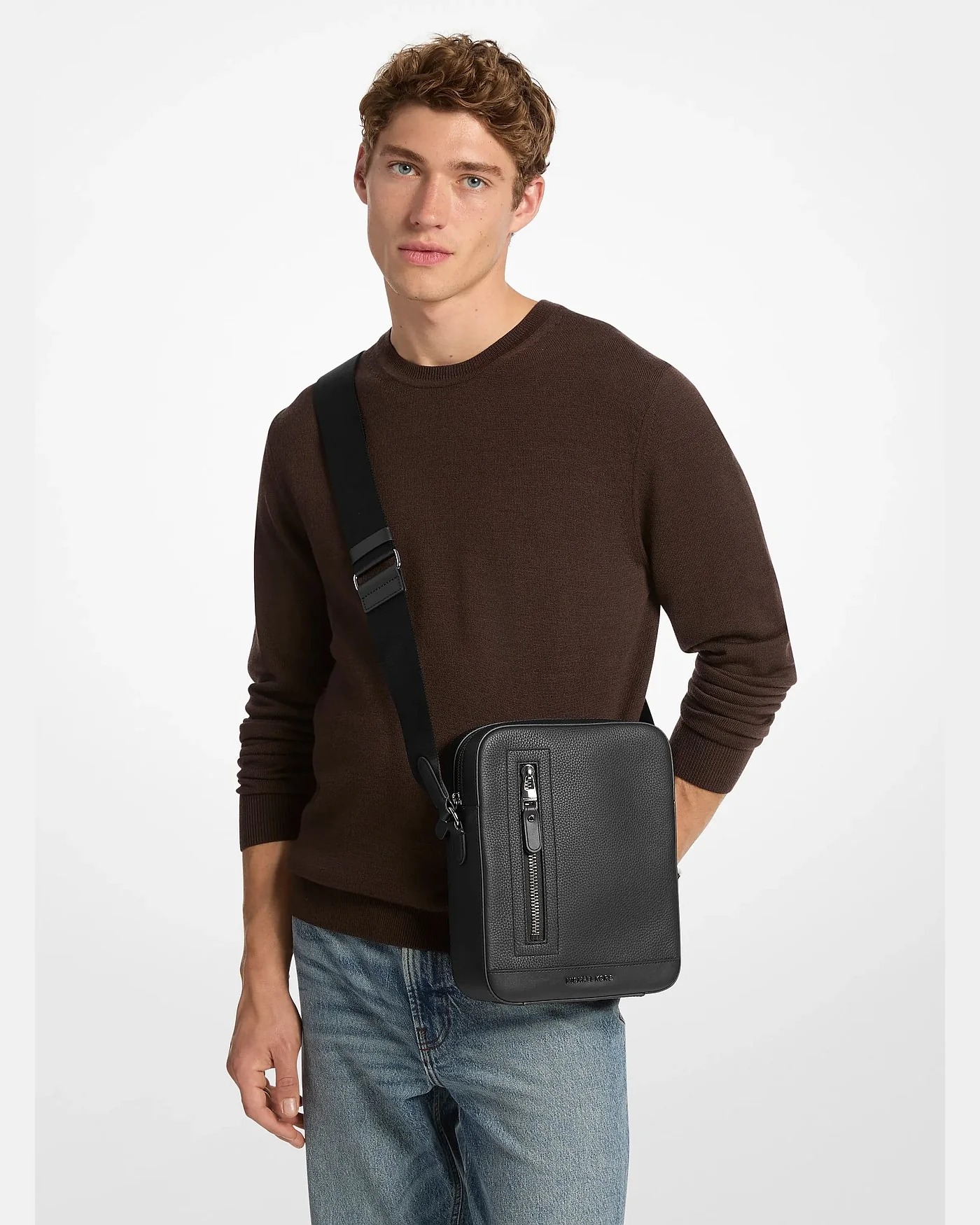 Кожаная мужская сумка через плечо Michael Kors Hudson — 3