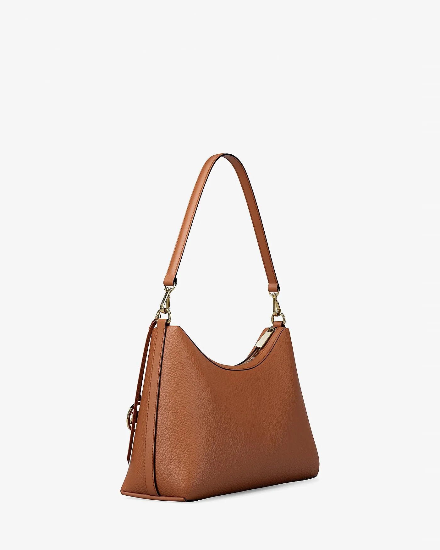 Коричневая кожаная сумка Michael Kors Sammy, трёхчетвертной вид сбоку.