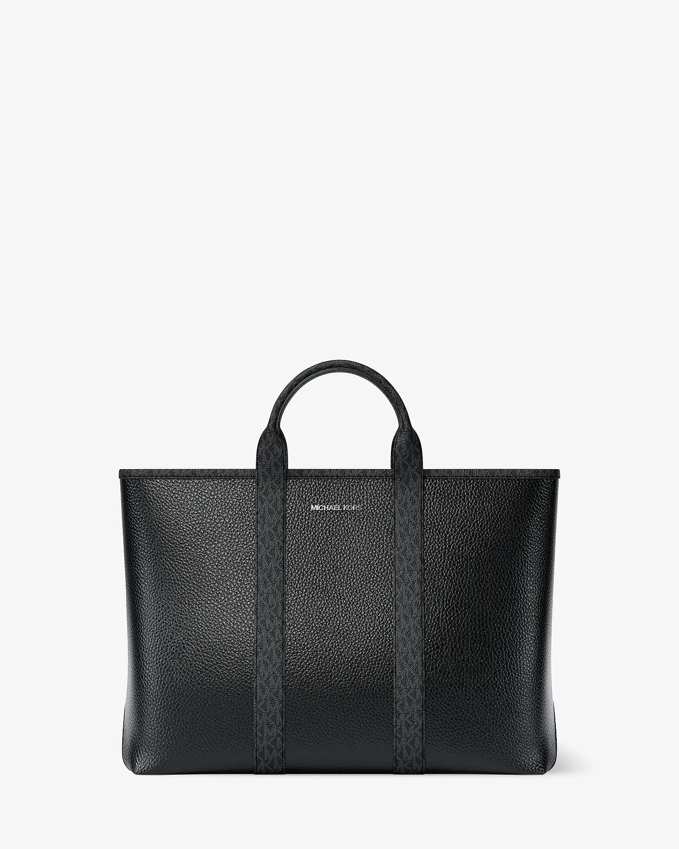 Сумка-тоут Cooper из зернёной кожи с узором Signature — черный
