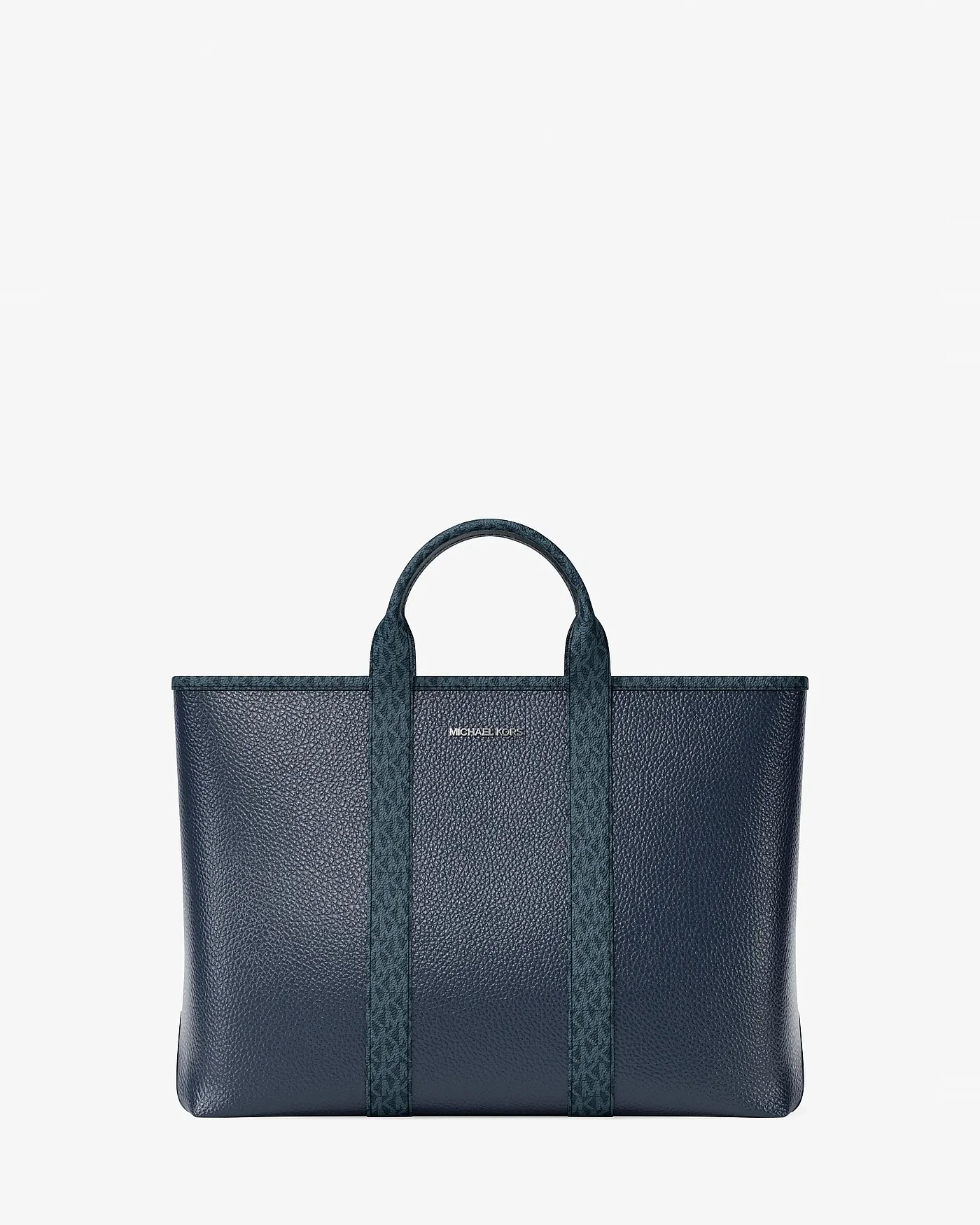 Сумка-тоут Cooper из зернёной кожи с узором Signature — синий