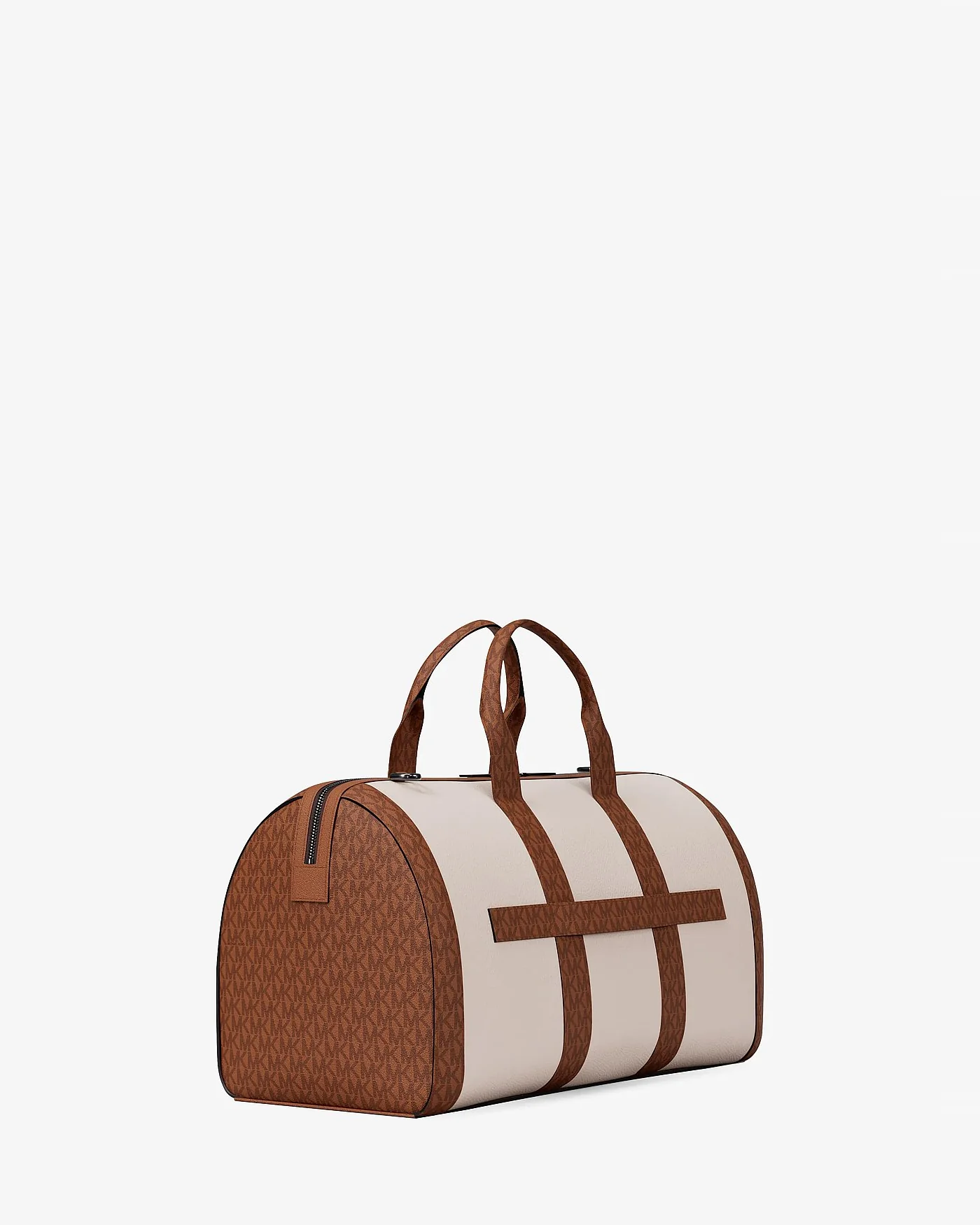 Сумка-дафл Michael Kors Cooper с полосатым паттерном логотипа, вид сбоку.