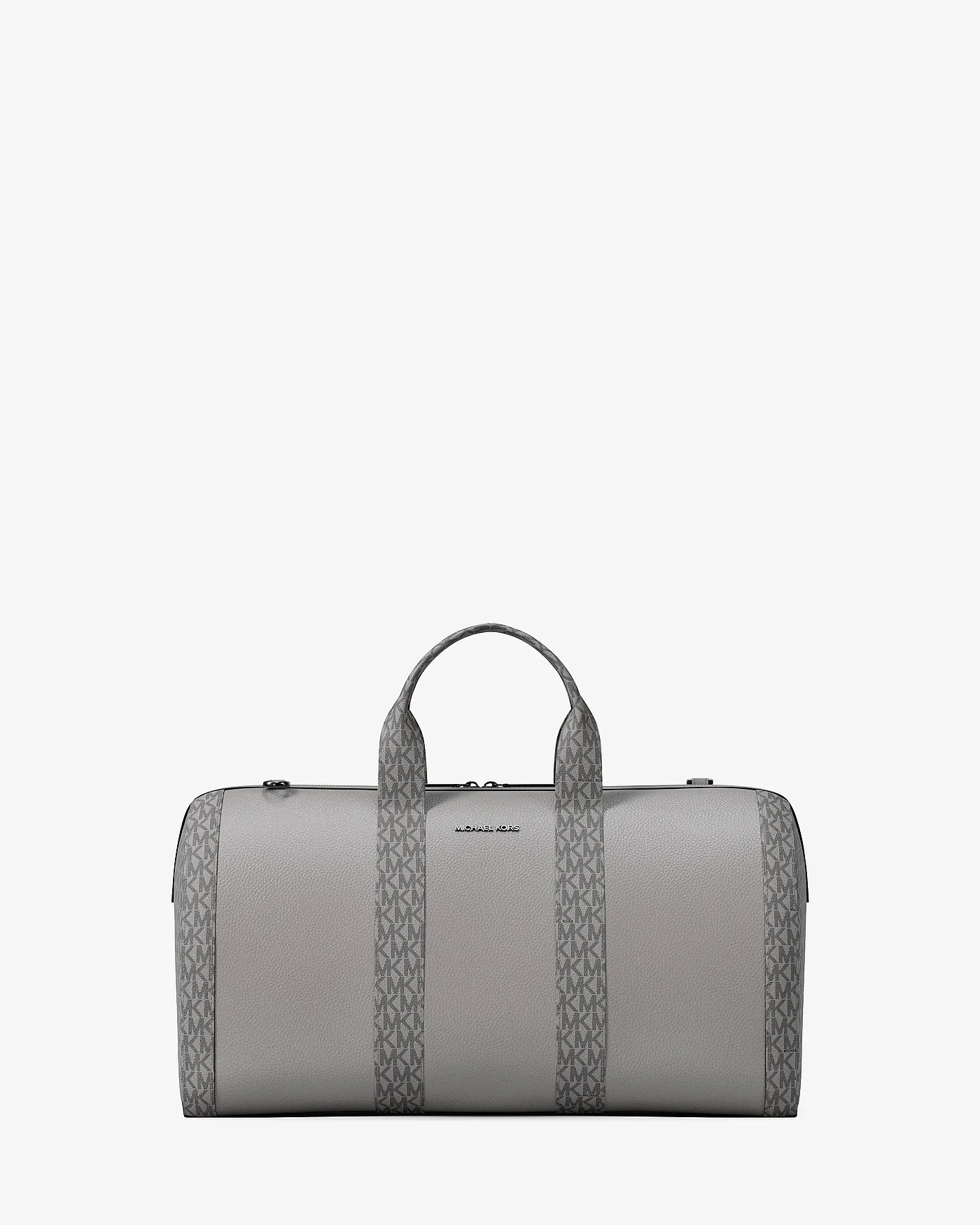 Дорожная сумка-дафл Cooper из зернёной кожи с узором Signature — серый