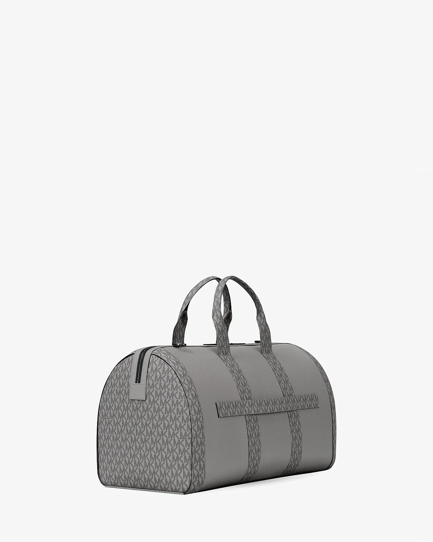 Серая дорожная сумка Michael Kors Cooper, вид сбоку под углом.