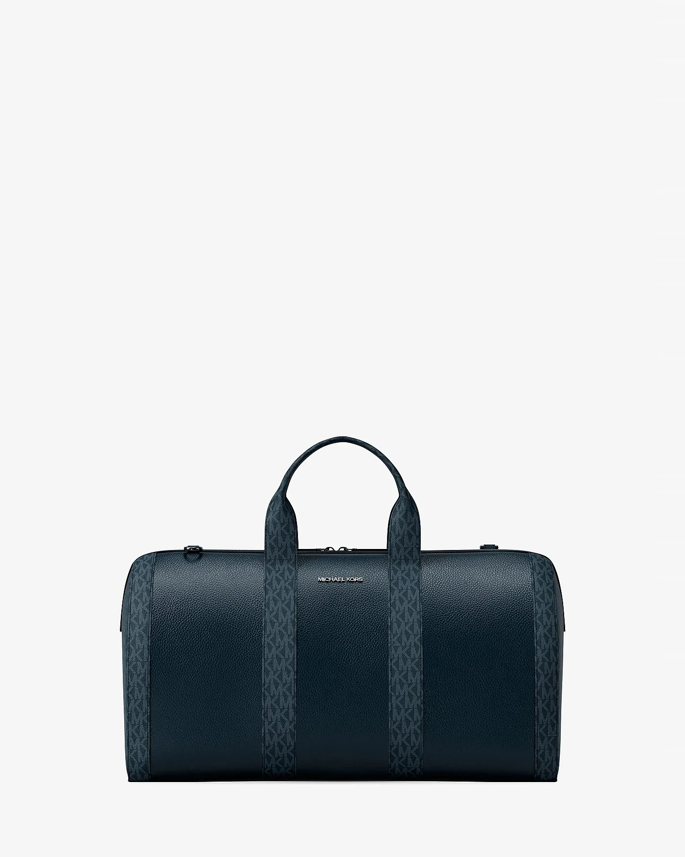 Дорожная сумка-дафл Cooper из зернёной кожи с узором Signature — синий