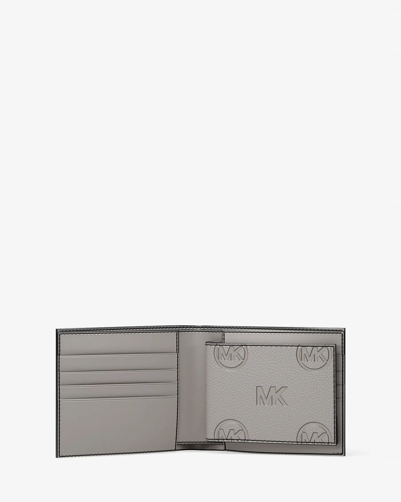 Открытая внутренняя часть кошелька Michael Kors Cooper, видны 8 слотов для карт.