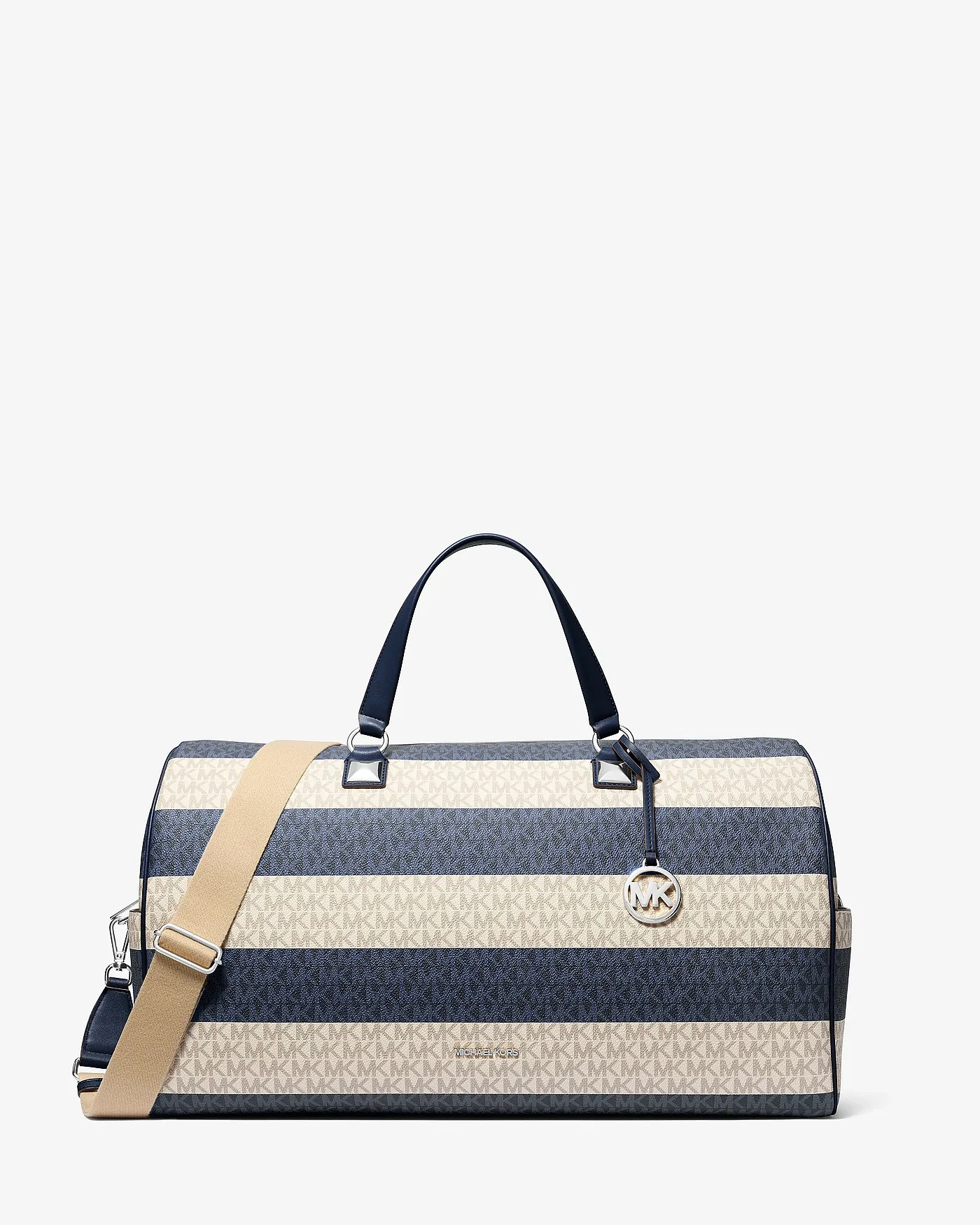Дорожная сумка Michael Kors Grayson в фирменную полоску, синяя — 1