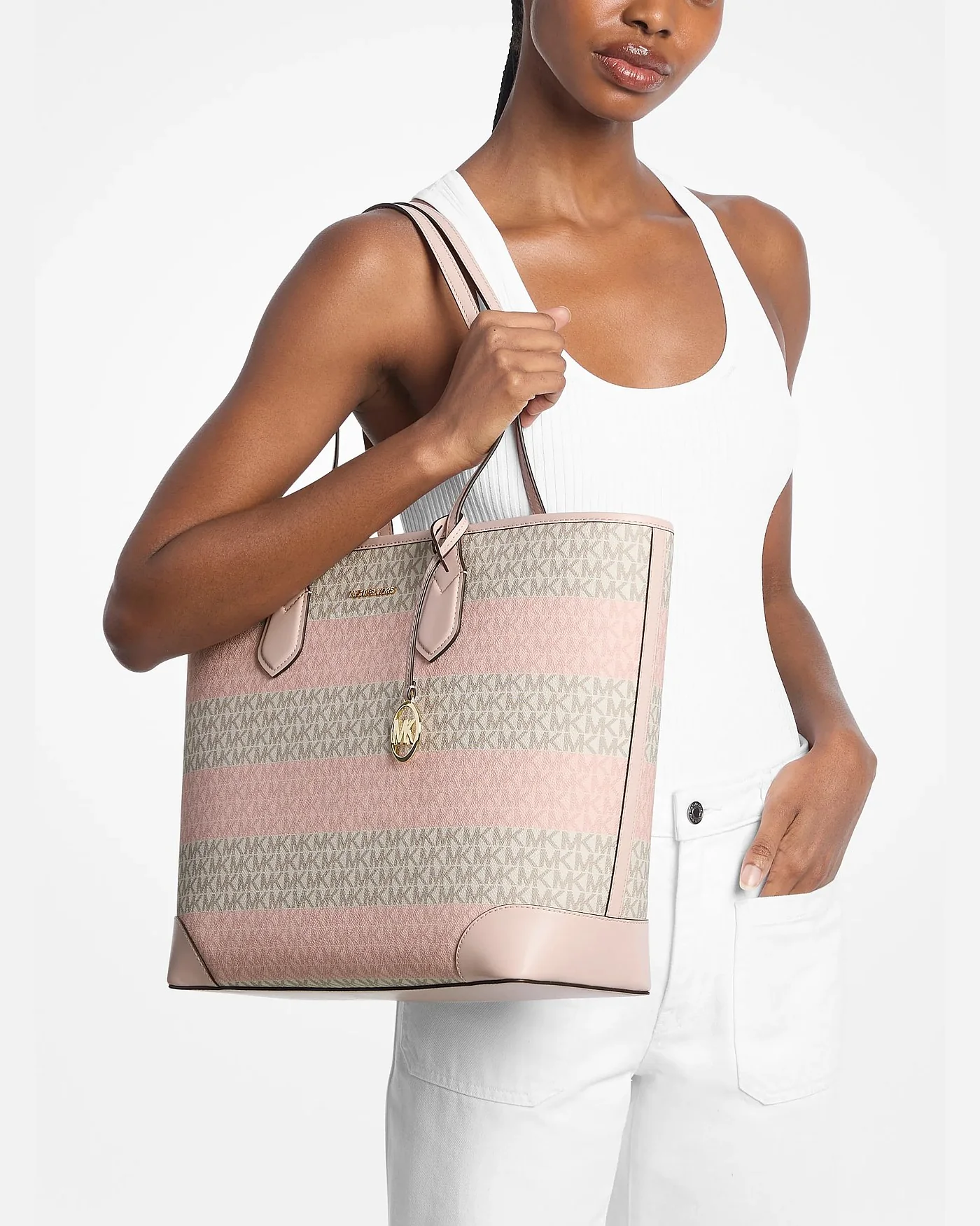 Michael Kors сумка-тоут Eva Large в полоску с фирменным логотипом — 4