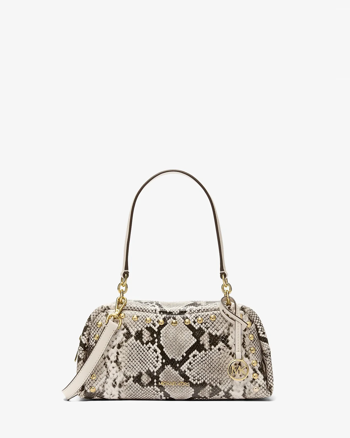 Сумка на плечо Michael Kors Cecily светло-кремовая со змеиным тиснением — 1
