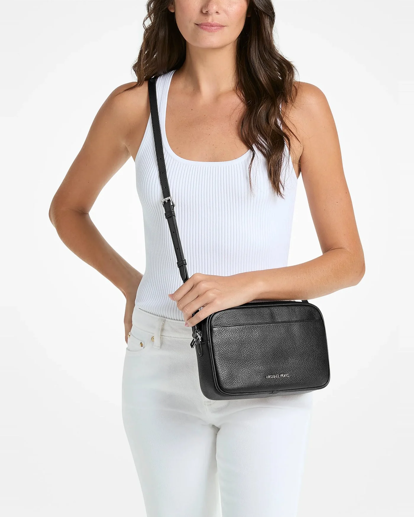 Michael Kors Jet Set — большая сумка кросс-боди из зернёной кожи — 4
