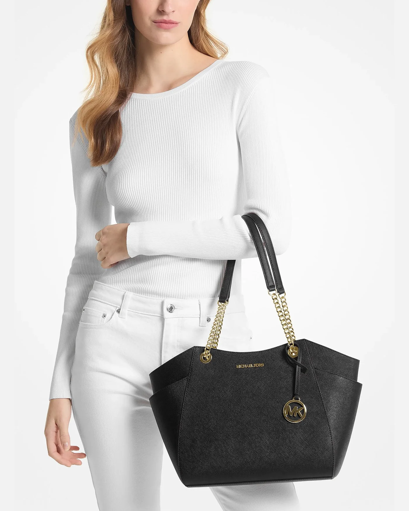 Michael Kors сумка на плечо Jet Set Large из кожи сафьяно — 3