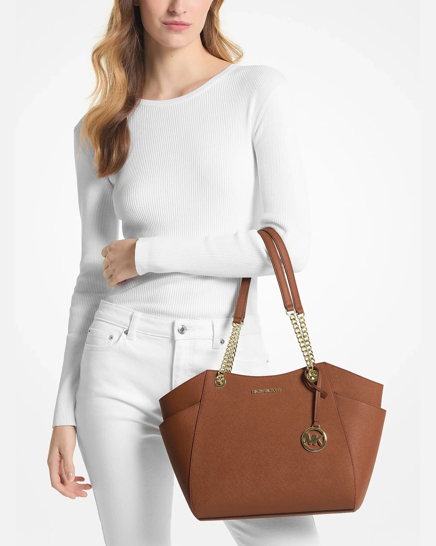 Michael Kors сумка на плечо Jet Set Large из кожи сафьяно — 3