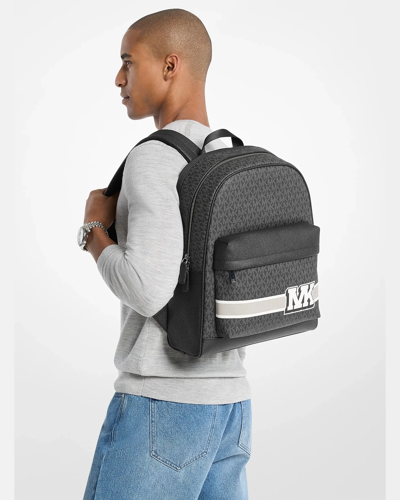 Рюкзак Michael Kors Pacey в полоску с логотипом и декоративной отделкой — 4