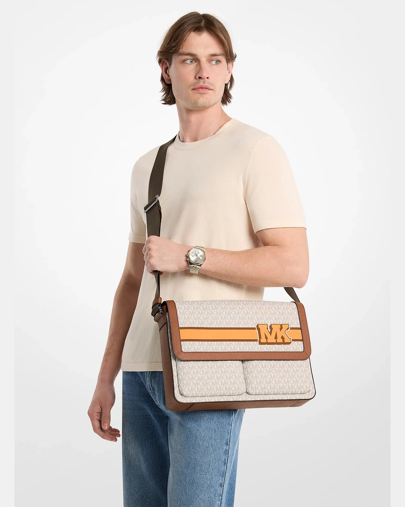 Сумка-мессенджер Michael Kors Pacey с декоративной отделкой и логотипом — 3